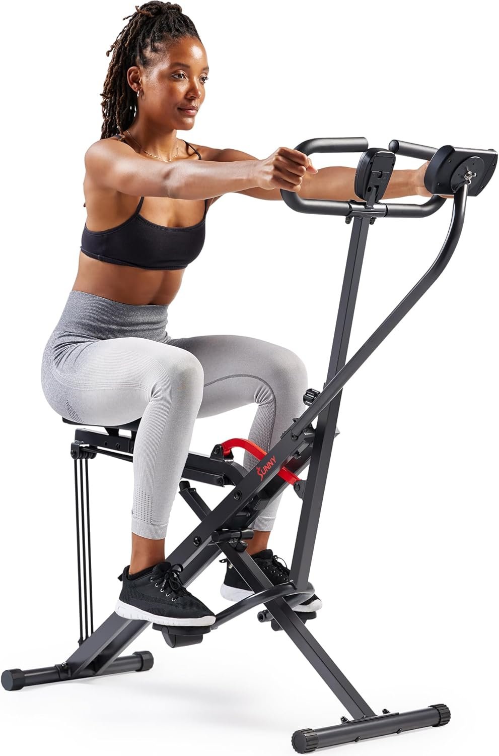 Sunny Health & Fitness Row-N-Ride Squat Assist Trainer for Glutes Workout With Adjustable Resistance, Easy Setup & Foldable Exercise Equipment, Glute & Leg Exercise Machine - Image 2
