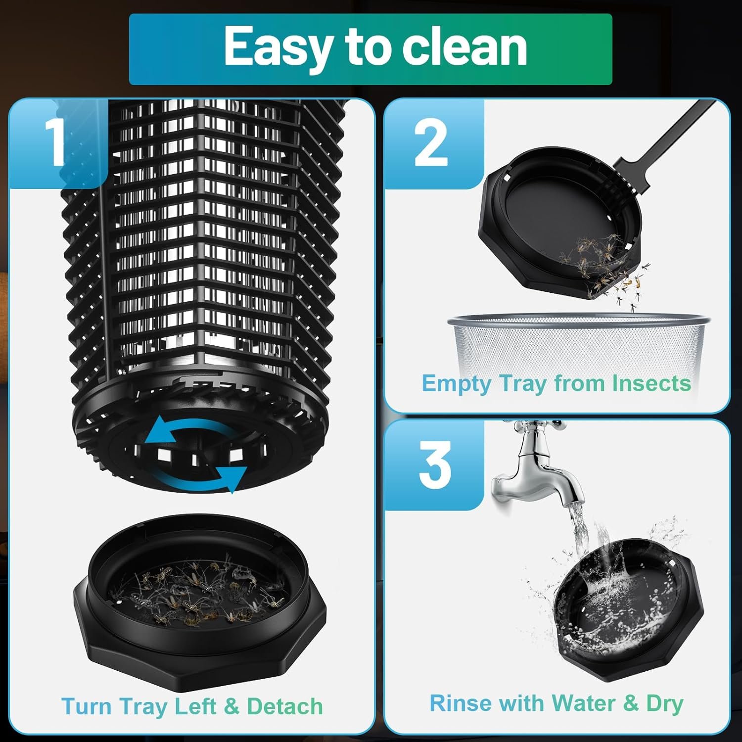 Bug Zapper Outdoor, Mosquito Zapper Indoor with 4000V High Powered, Electric Fly Zapper, Mosquito Killer Traps for Home, Kitchen, Backyard, Patio - Image 8