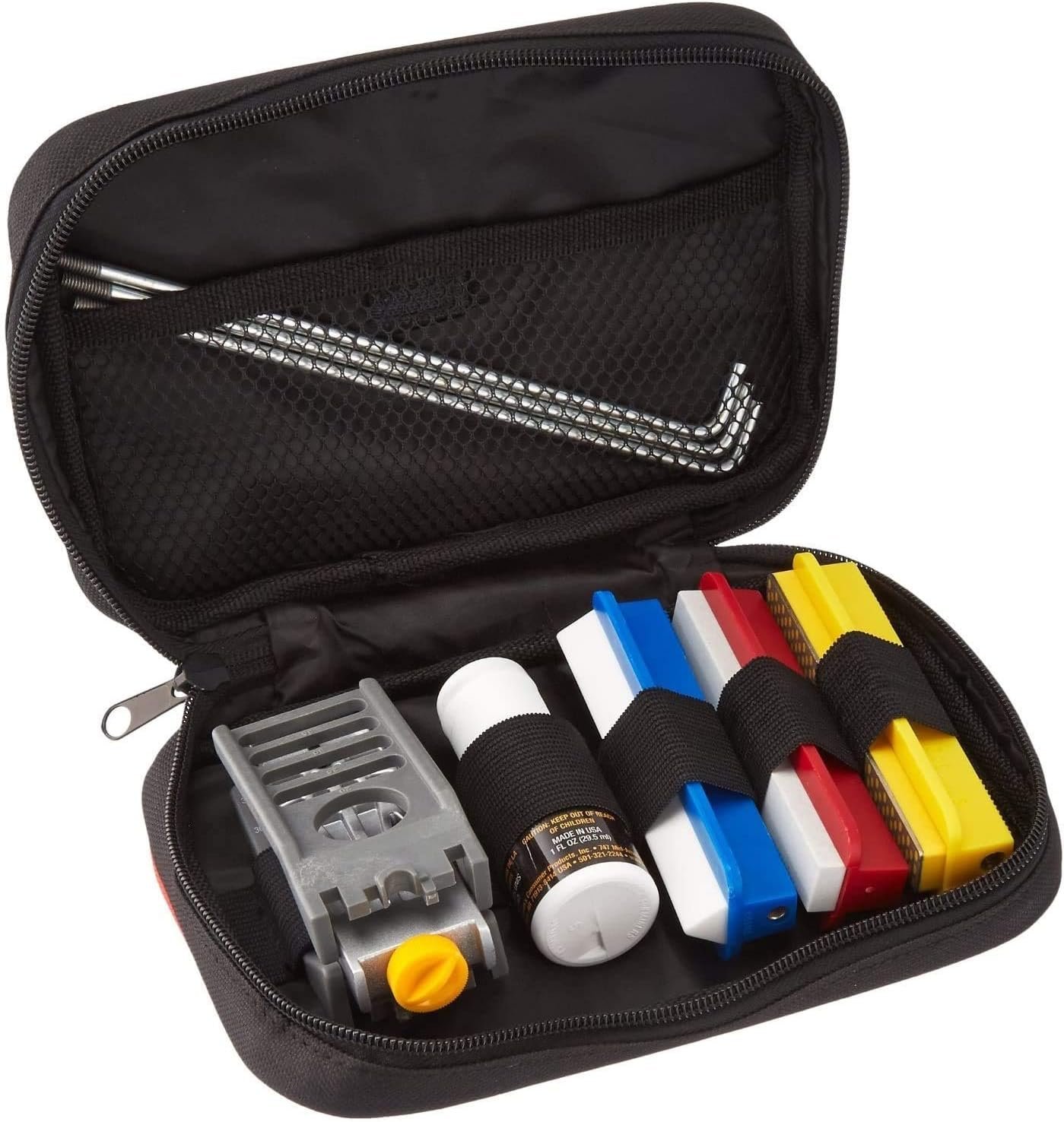 Smith’s 50596 Diamond-Arkansas Precision Knife Sharpening System | Portable Sharpening Kit | Three Sharpening Stones | Honing Solution | Hook, Tool, Knife & Serrated | Vise Clamp - Image 3