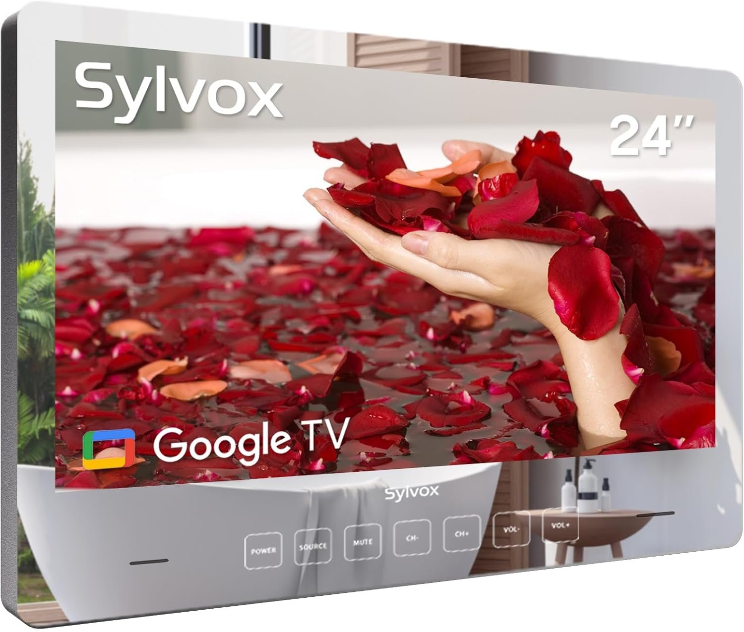 SYLVOX 24'' Smart TV Bathroom Magic Mirror Waterproof LED TV 1080P 500NITS High Brightness Dual Front Speakers Wall mounting Suitable for Bathrooms,Hotels,Saunas - Image 2