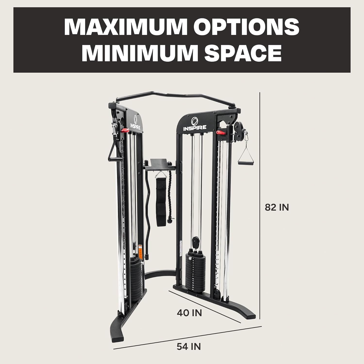 Inspire Fitness FTX Functional Trainer - Compact at Home Workout Machine with Accessories - Space Saving Design - Home Gym Cable Machine and Two 165 lb Weight Stacks - Image 7
