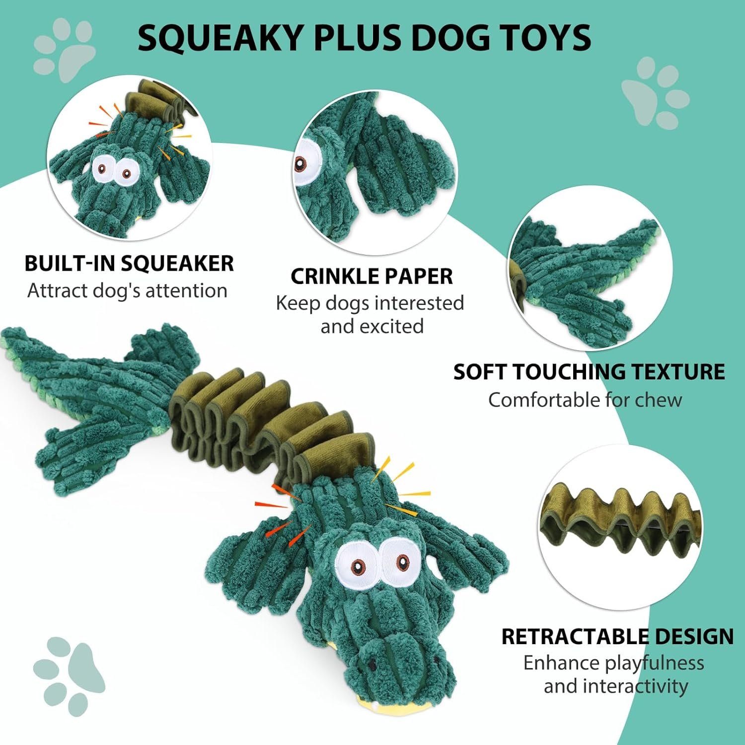 Squeaky Dog Toys for Large Dogs, Cute Puppy Toys, Plush Stuffed Pet Dog Toys with Crinkle Paper, Interactive Tug of War Dog Toys to Keep Them Busy for Small Medium Big Dogs - Image 3