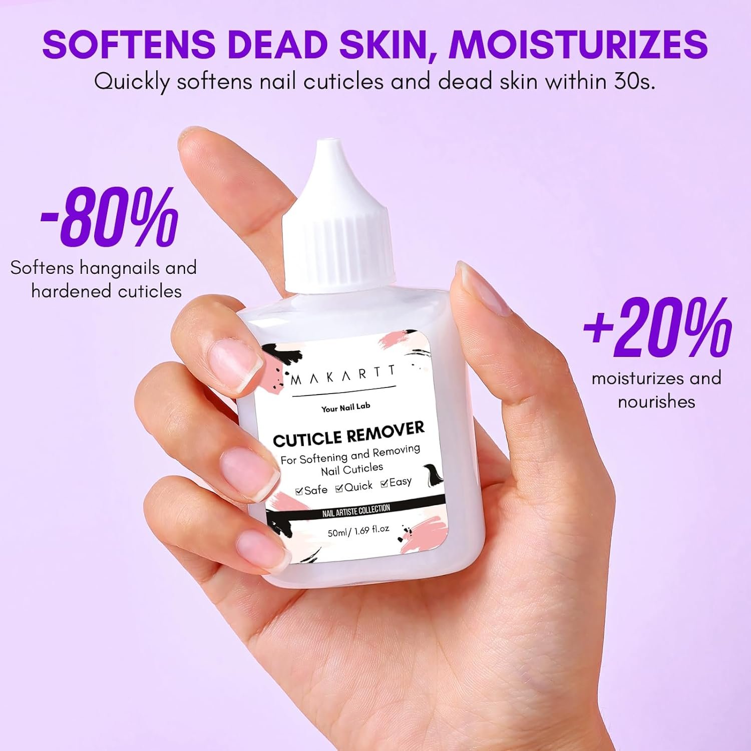 Makartt Cuticle Remover Kit, Nail Care Kit with 50ml Cuticle Softener, Cuticle Trimmer, Cuticle Oil Pen, Nail File & Cuticle Sticks, Manicure Kit for Cuticle Prep & Moisturize Salon Home Use - Image 3