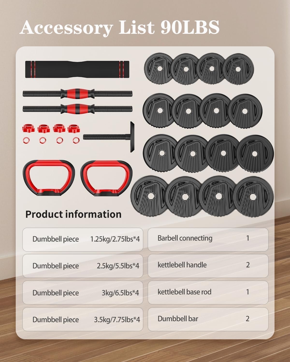 Adjustable Dumbbells, 10/25/35/55/70/90lbs Free Weight Set with Connector, 4 in1 Dumbbells Set Used as Barbell, Kettlebells, Push up Stand, Fitness Exercises for Home Gym Suitable Men/Women - Image 7