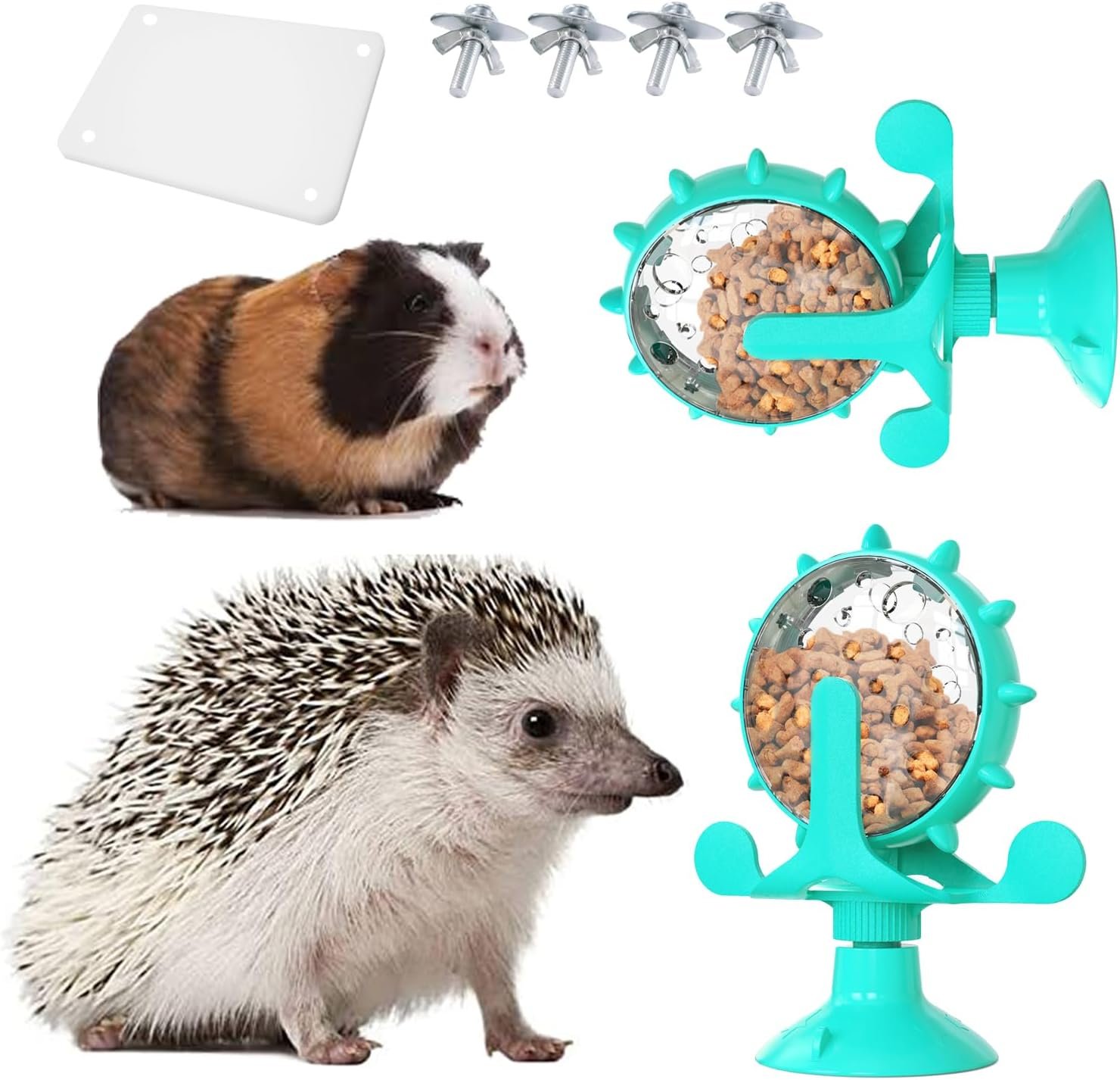 Small Animal Treat Ball Toy, 360° Rotating Hedgehog Toys with Suction Cup, Hedgehog Enrichment Toys, Hedgehog Supplies, Hedgehog Cage Toys, Rat Enrichment Toys, Hamster Toys - Image 2