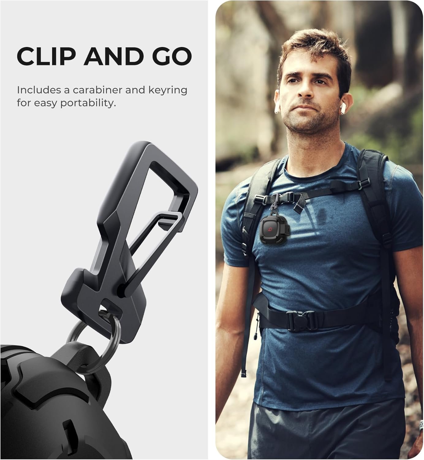 Dexnor Rugged Bumper Case for Beats Fit Pro (2021) Cases with Secure Lock, Shockproof Clear Cover with Carabiner & Keyring for Beats Fit Pro 2021 Black - Image 6