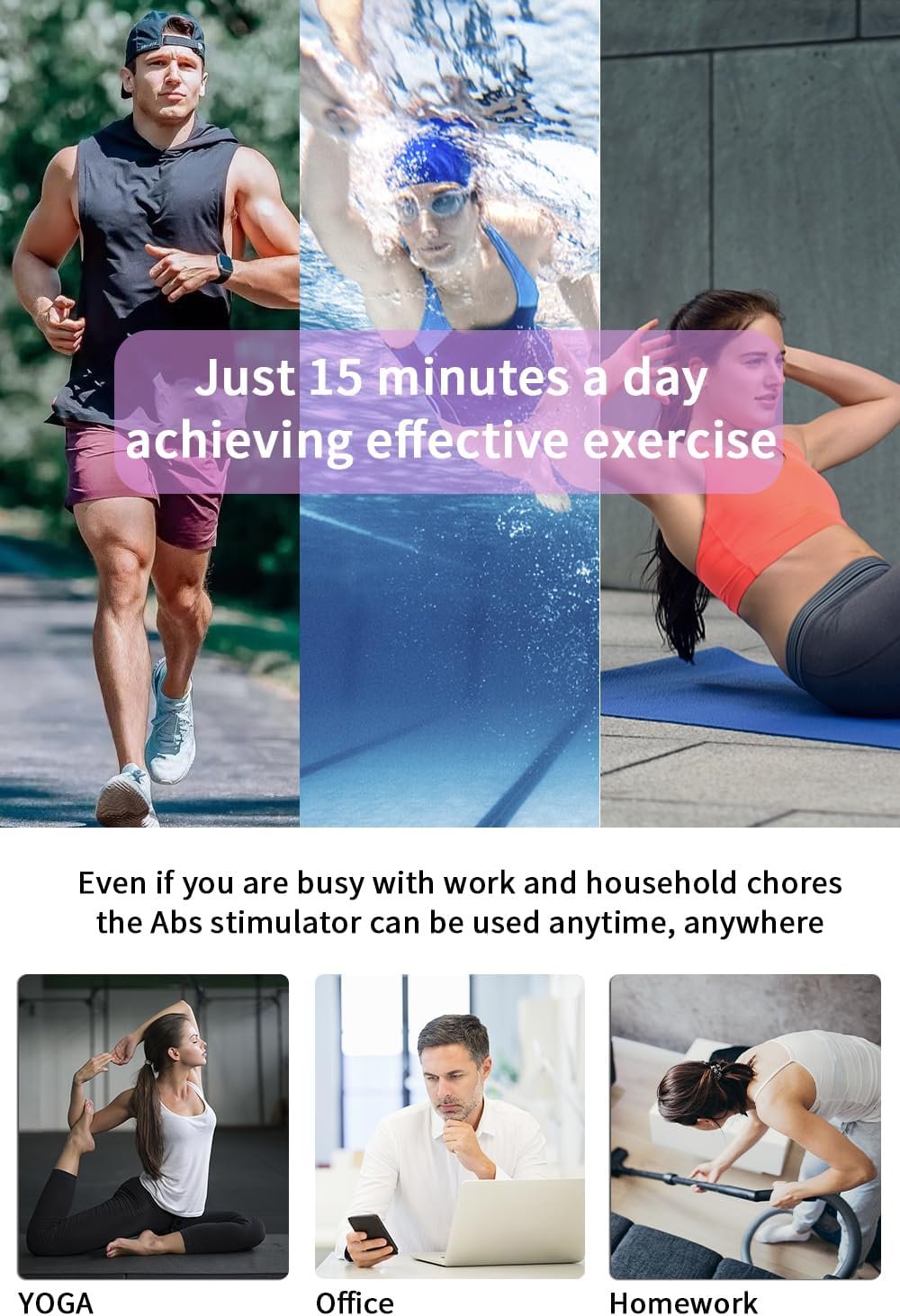 Ab Stimulator Belt, Tactical x Abs Stimulator Muscle Toner Home Office Workout Equipment for Abdomen Black - Image 5