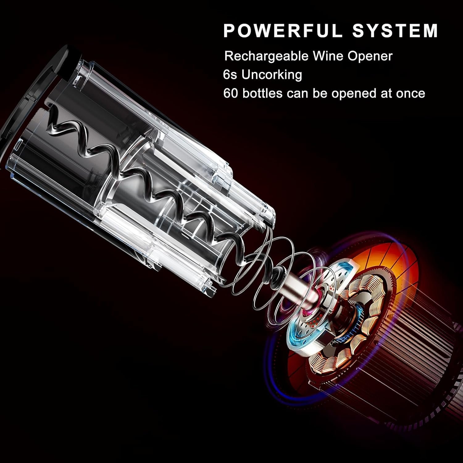 Electric Wine Opener Set, Rechargable Automatic Wine Bottle Corkscrew Opener with Wood Stand - 2 Vacuum Wine Stoppers Wine Aerator Foil Cutter for Home Bar Party Valentine's Day Christmas Gift - Image 4