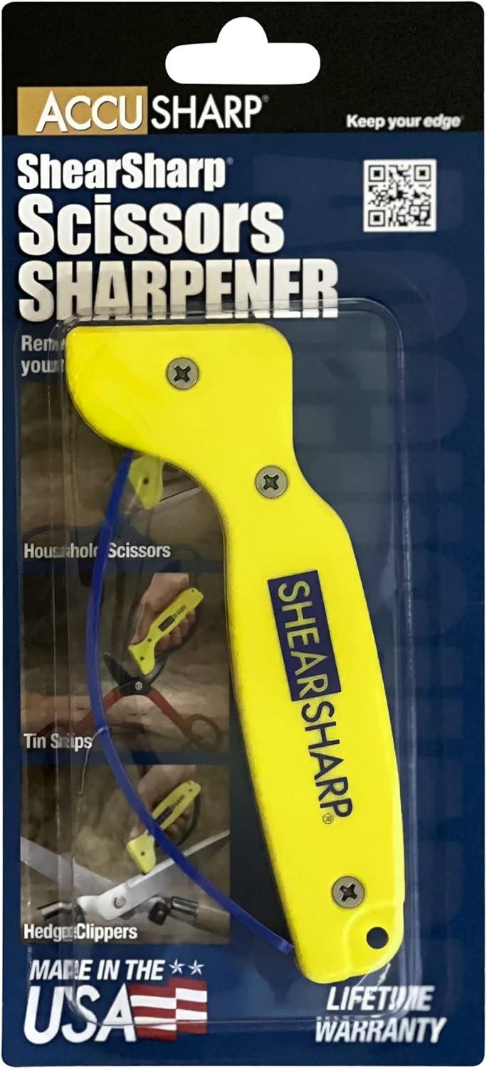 AccuSharp ShearSharp Scissors Sharpener, Diamond-Honed Tungsten Carbide Blade Sharpening Tool for Scissors, Garden Shears, Kitchen Shears, Hedge Clippers, Yellow - Image 4