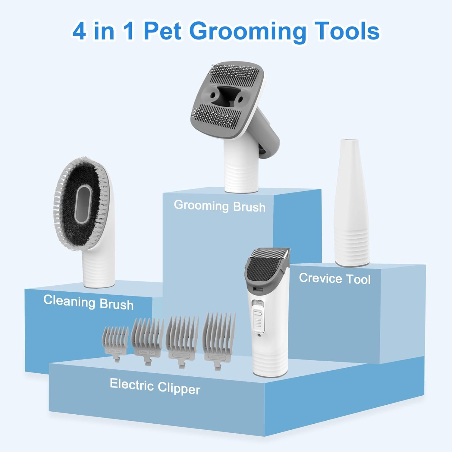 Dog Grooming Kit: 16000Pa Powerful Dog Grooming Vacuum, 99% Pet Hair Suction, Pet Grooming Vacuum with 4 Grooming Tools & 3 Suction Levels, Large Dust Cup & Low Noise Clippers for Dogs & Cats - Image 8