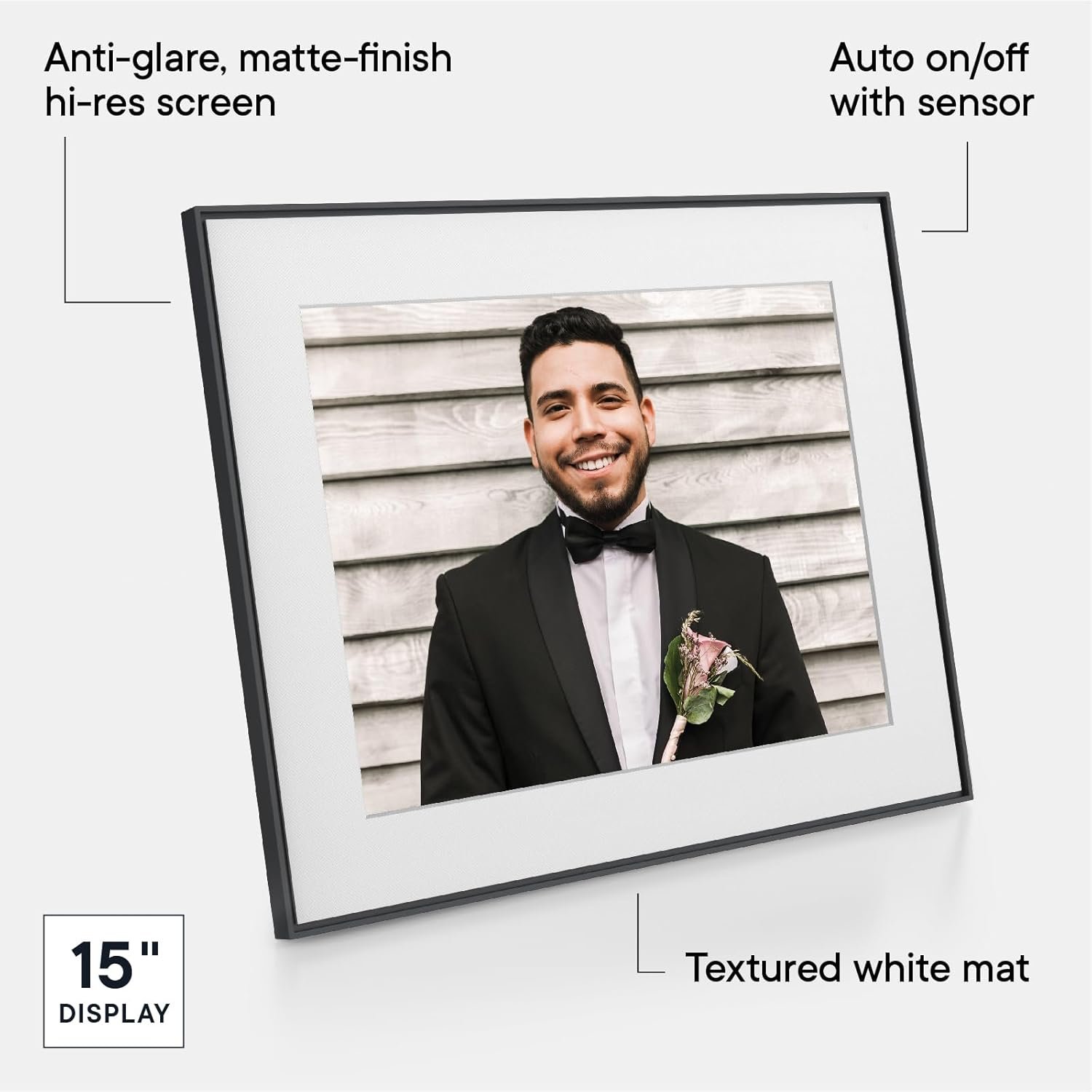 Aura Walden 15" WiFi Digital Picture Frame | Wirecutter's Best Digital Frame for Gifting | Send Photos from Your Phone | Quick, Easy Setup in Aura App | Free Unlimited Storage | Ink with White Mat - Image 4