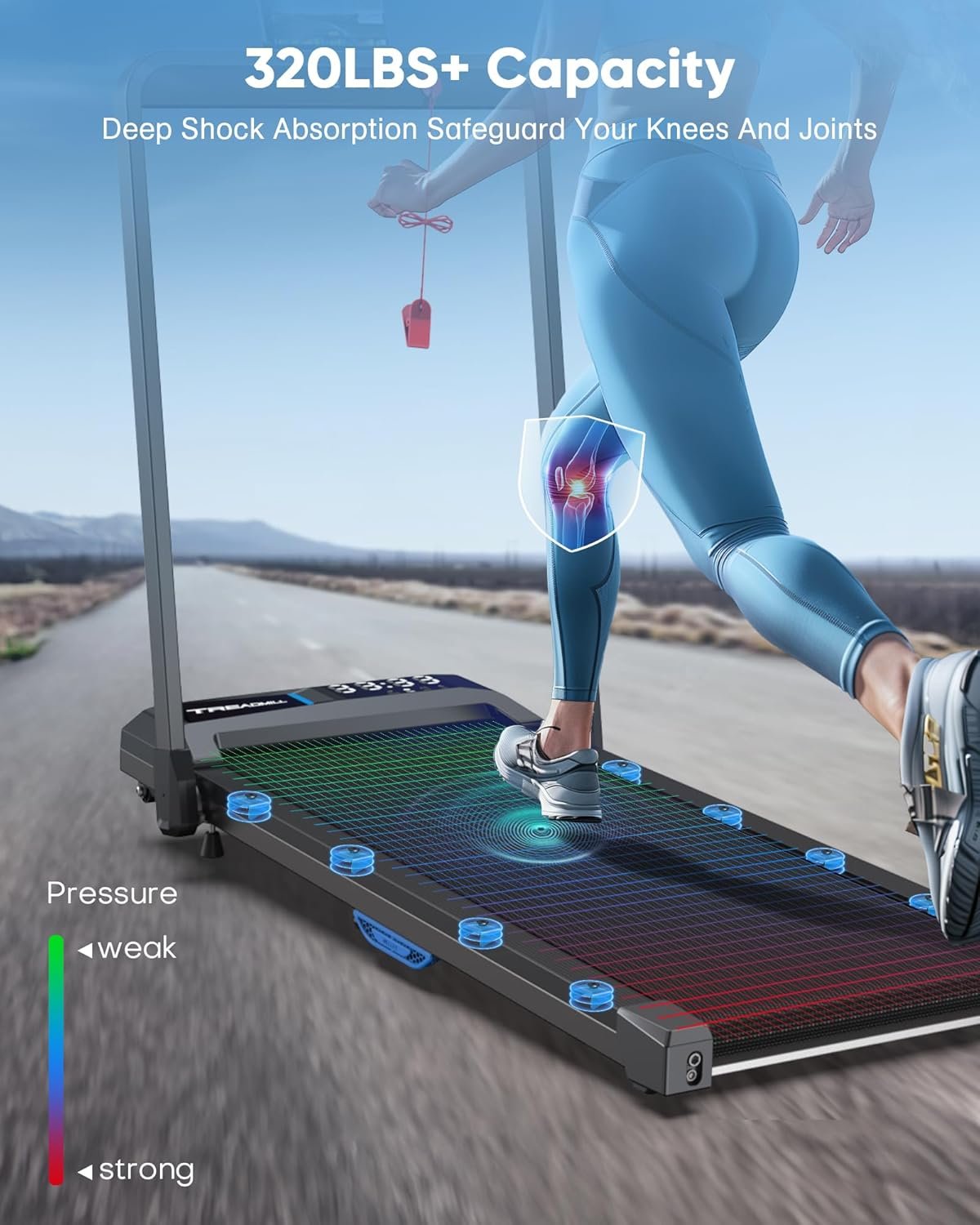 COZYINN Walking Pad Under Desk Treadmill: 2 in 1 Folding Incline Treadmill for Home Office with Console Remote APP Control - 2.5HP Quiet Portable Foldable Walking Pad with 320lbs Capacity LED Screen - Image 6