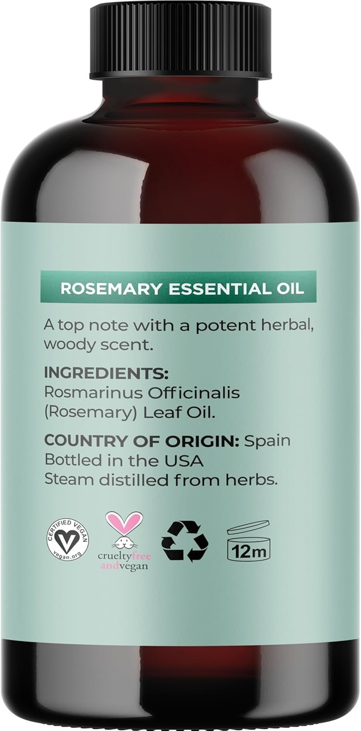 Pure Rosemary Essential Oil with Dropper - Undiluted Rosemary Oil for Hair Skin and Nails and Refreshing Aromatherapy Oil for Diffusers - Rosemary Essential Oil for Cleansing Dry Scalp Care 4oz - Image 6
