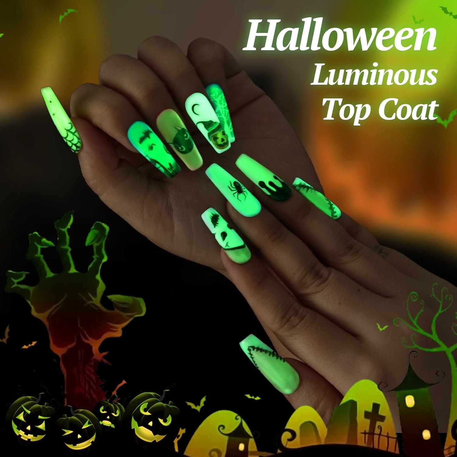 Glow In The Dark Gel, Glow Nail Gel Top Coat, Long-lasting Luminous Nail Gel Top Coat for Nail Art, Transparent Top Coat, UV LED Needed Perfect with Any Colors Salon Pro DIY Home - Image 3