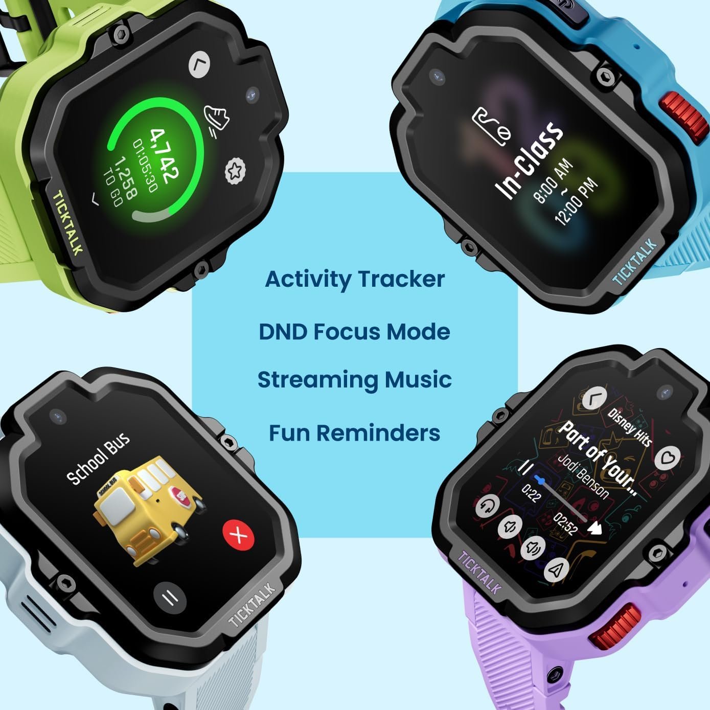 TickTalk5 LTE Kids Smart Watch with GPS Tracker, Phone Watch, Advanced Parental Controls, Video & Voice Calls, Text, School Mode, Free Music, SOS & 911, Safety Alerts, Pre-Installed SIM - Image 7