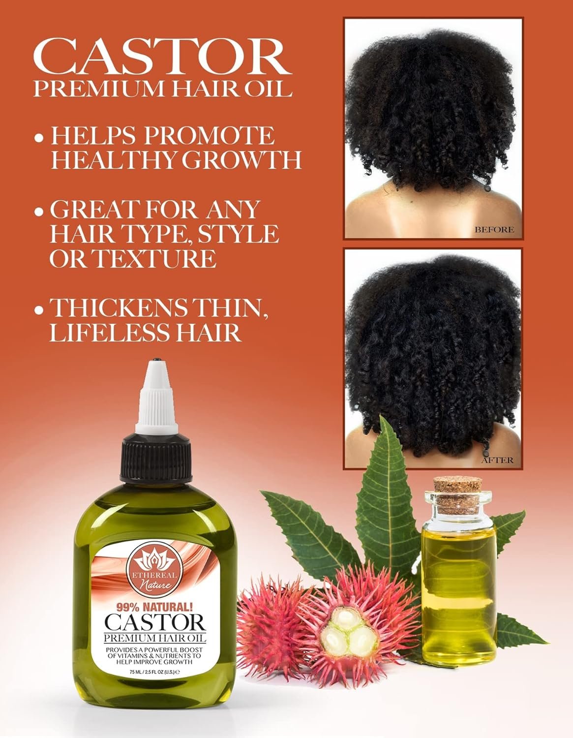 Ethereal Nature 99% Natural Hair Oil Blend Castor 7.10 fl oz - Image 7