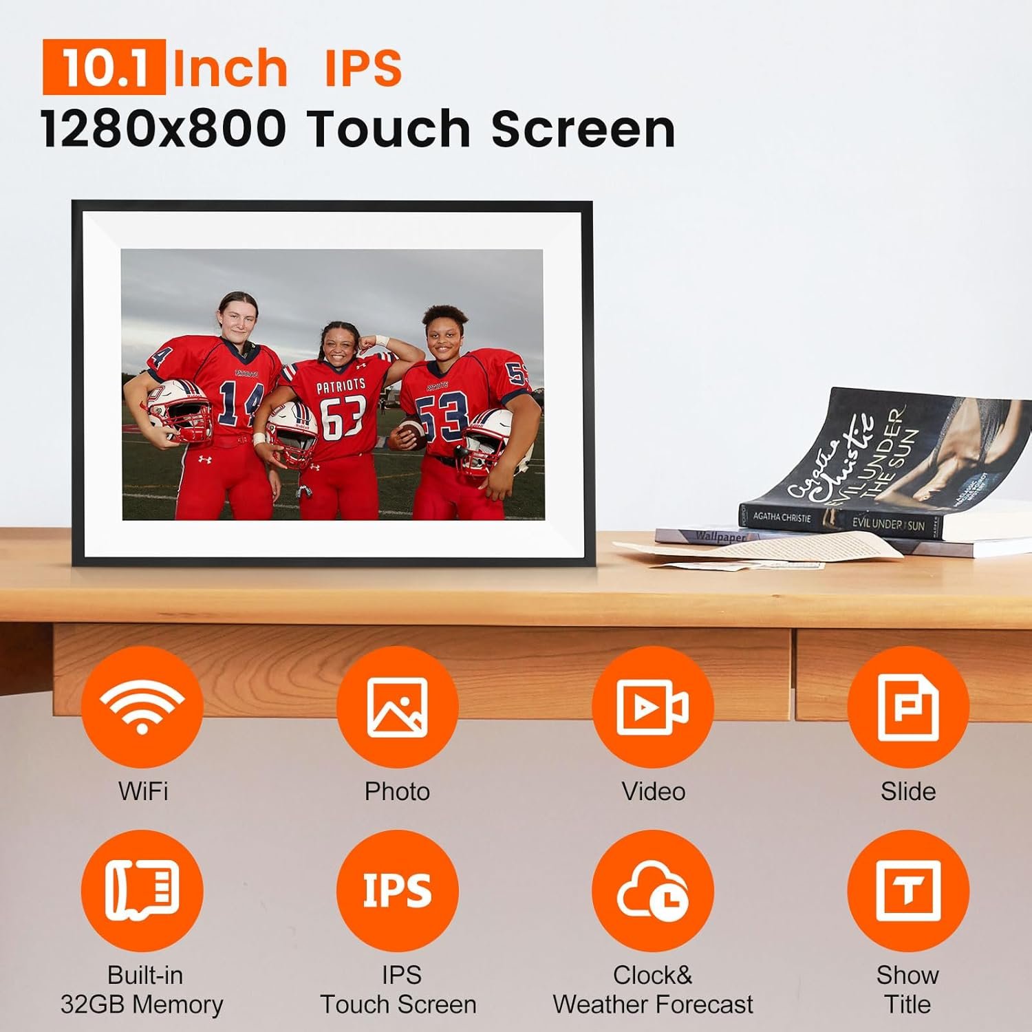 Frameo Digital Picture Frame, Frameo Digital Frame WiFi, 10.1 Inches 1280x800 HD Photo Frame, 32GB Memory, Slideshow, Sharing Pictures Videos via Free App, Gift for Mom or Family - Image 4
