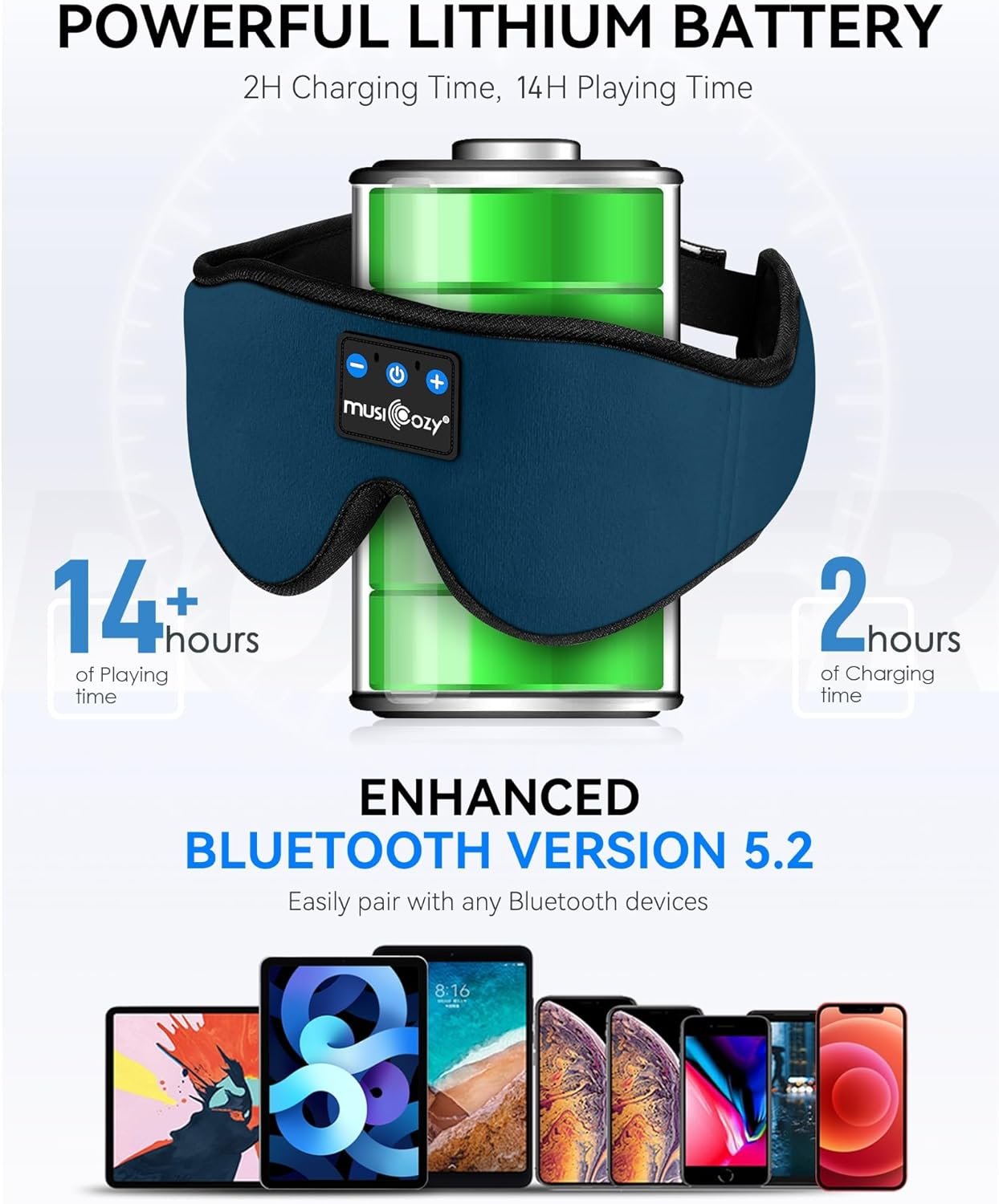 MUSICOZY 3D Bluetooth 5.4 Sleep Headphones Mask, Wireless Music Eye Mask with HD Speakers, Perfect for Side Sleepers, Bluetooth Sleep Mask Headband for Sleeping, Cool Tech Gifts for Men, Women - Image 5