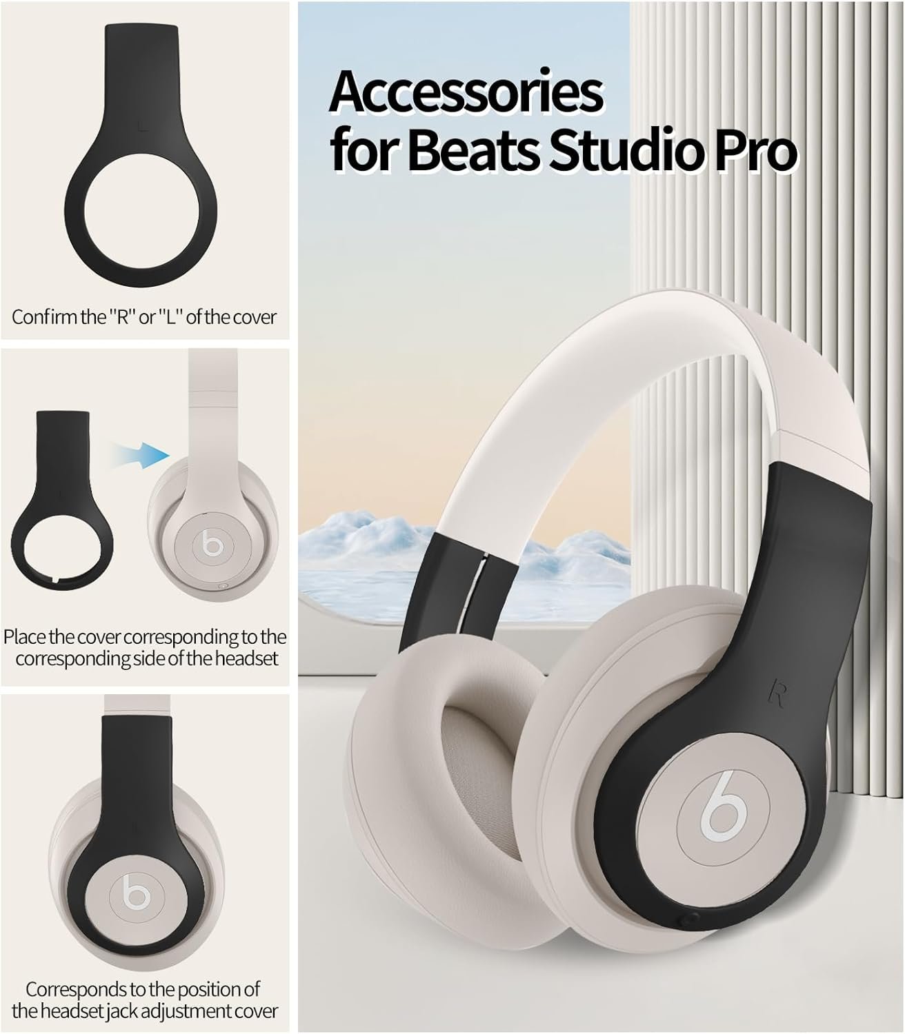 Silicone Case Cover for Beats Studio Pro, Durable Outer Earphone Panel Accessories Cover ONLY Compatible with Beats Studio Pro Wireless Bluetooth Noise Cancelling Headphones-Black - Image 6