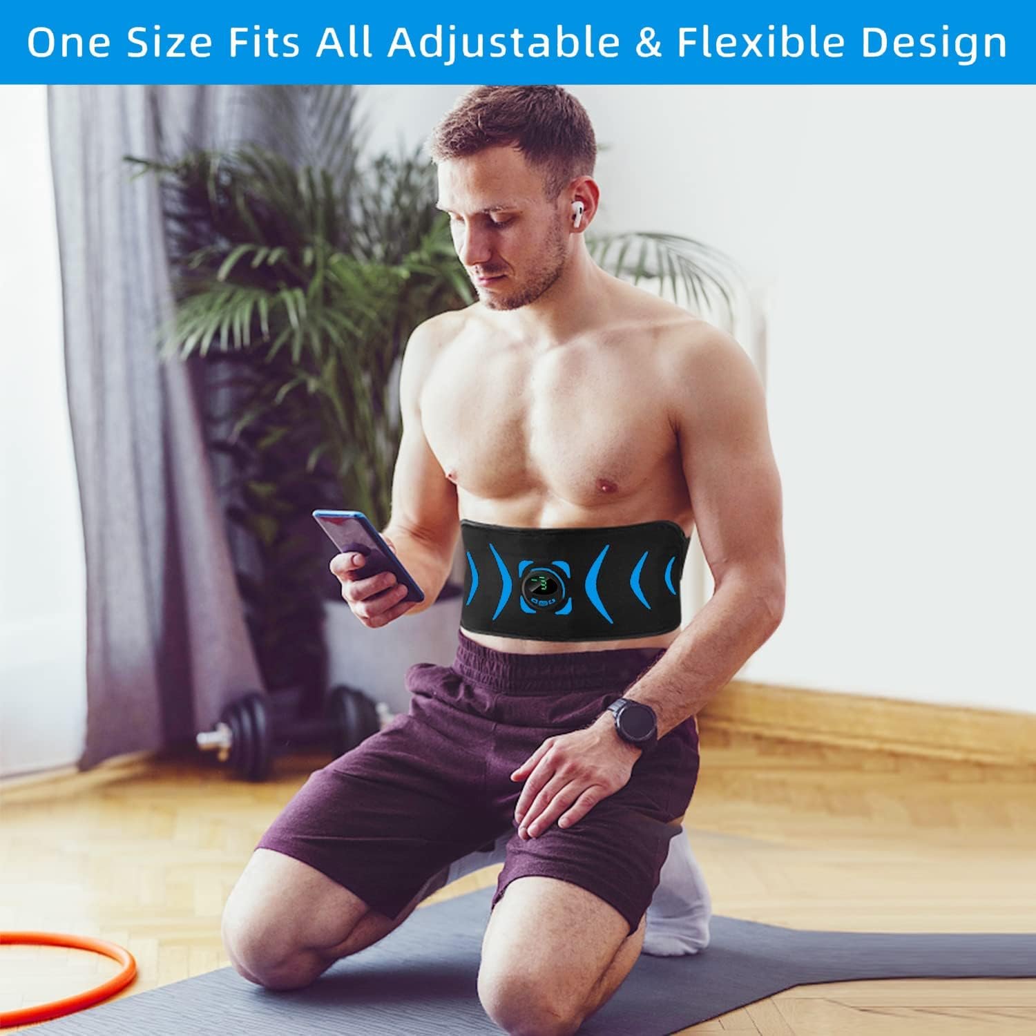 FOPIE Intelligent Wireless Fitness Apparatus, ABS Stimulator, Abdominal Toning Belt Portable Ab Toner Waist Trainer Fitness Trimmer Workout Equipment for Home NFB-6 - Image 4