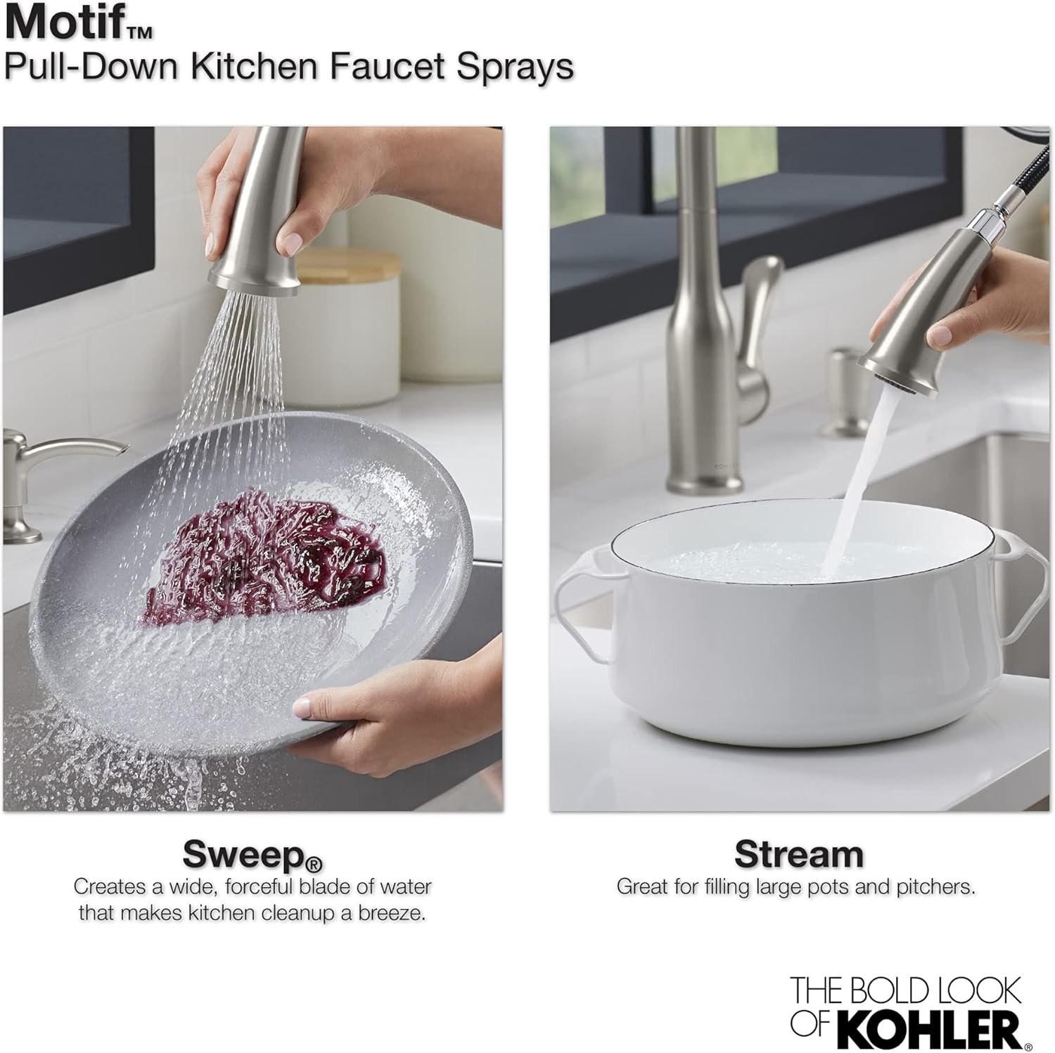 KOHLER K-REC23863-SD-CP Motif Kitchen Faucet with Pull Down Sprayer and Soap Dispenser, Kitchen Sink Faucet in Polished Chrome - Image 7