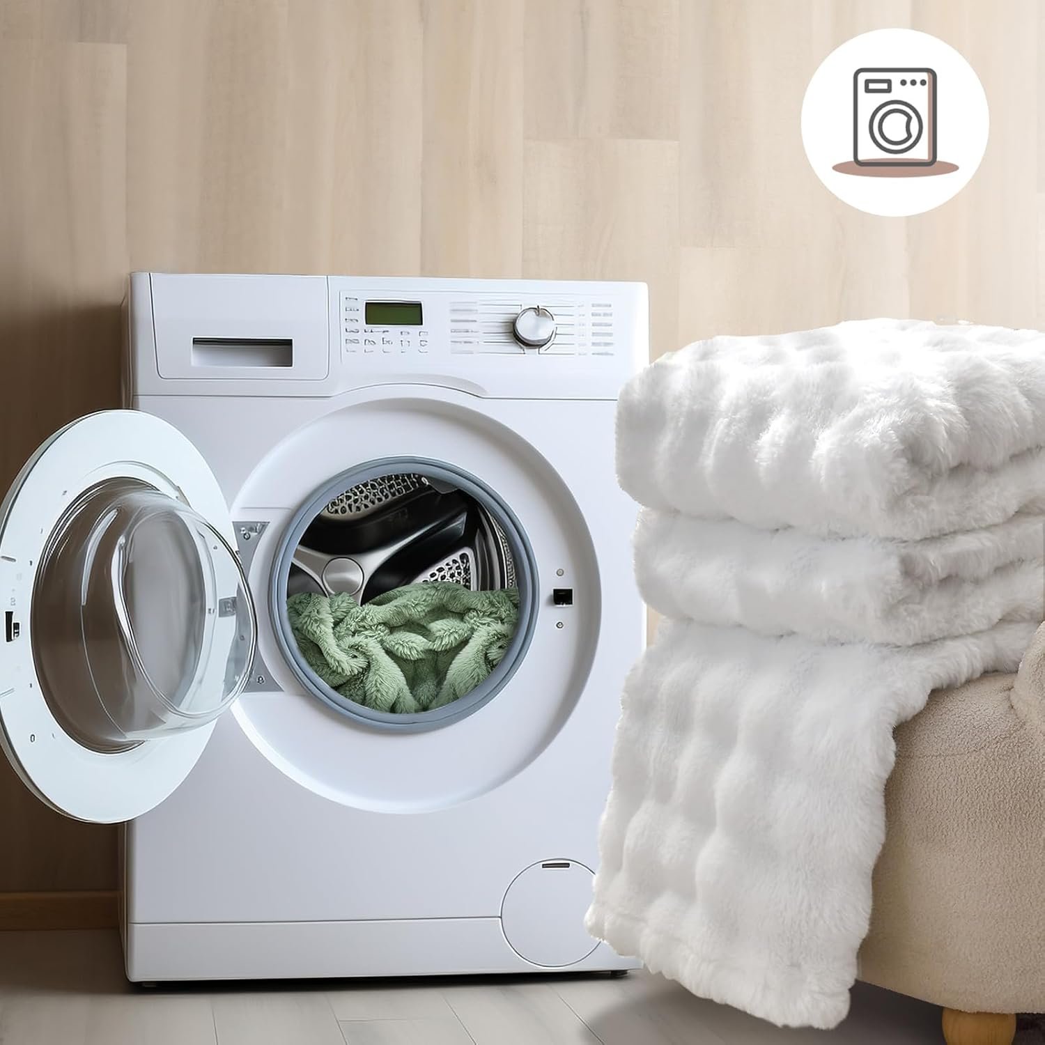 Faux Fur White Throw Blacket for Couch - Super Soft Heavy Flufyy Thick Bubble Throw Blankets for Bed Bedroom Living Room Farmhouse Sofa Chair Fall Winter Warm, 50x60 Inch - Image 10