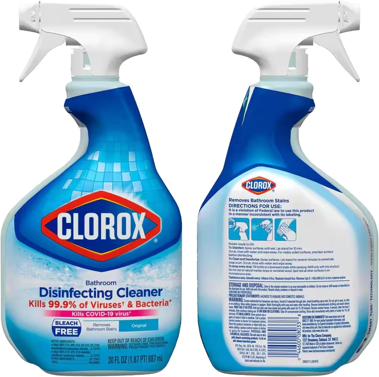 Сlean-Up Cleaner with Bleach, Fresh Scent, 32 Fl Oz, Disinfecting Bathroom Cleaner, Original Scent, 30 Fl Oz, Bundle with Latex Gloves and 2 Microfiber Cleaning Cloths - Image 4