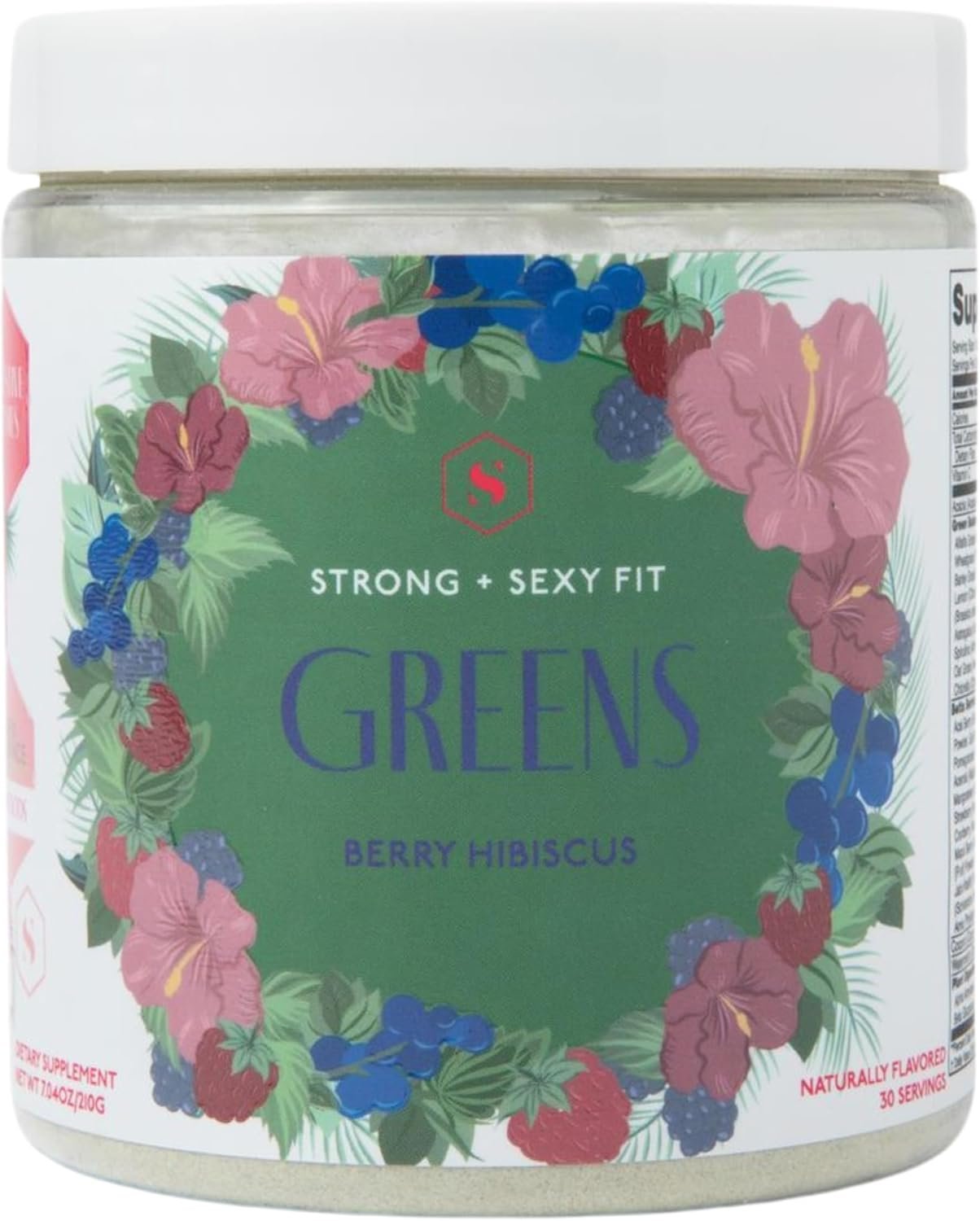 Strong + Sexy Fit Greens Superfood Powder, Green Juice for Gut Health, Energy & Immune Support, Fruit and Veggies Supplement with Wheat Grass, Digestive Enzyme, Vitamin C, 30 SVG, Berry Hibiscus - Image 2