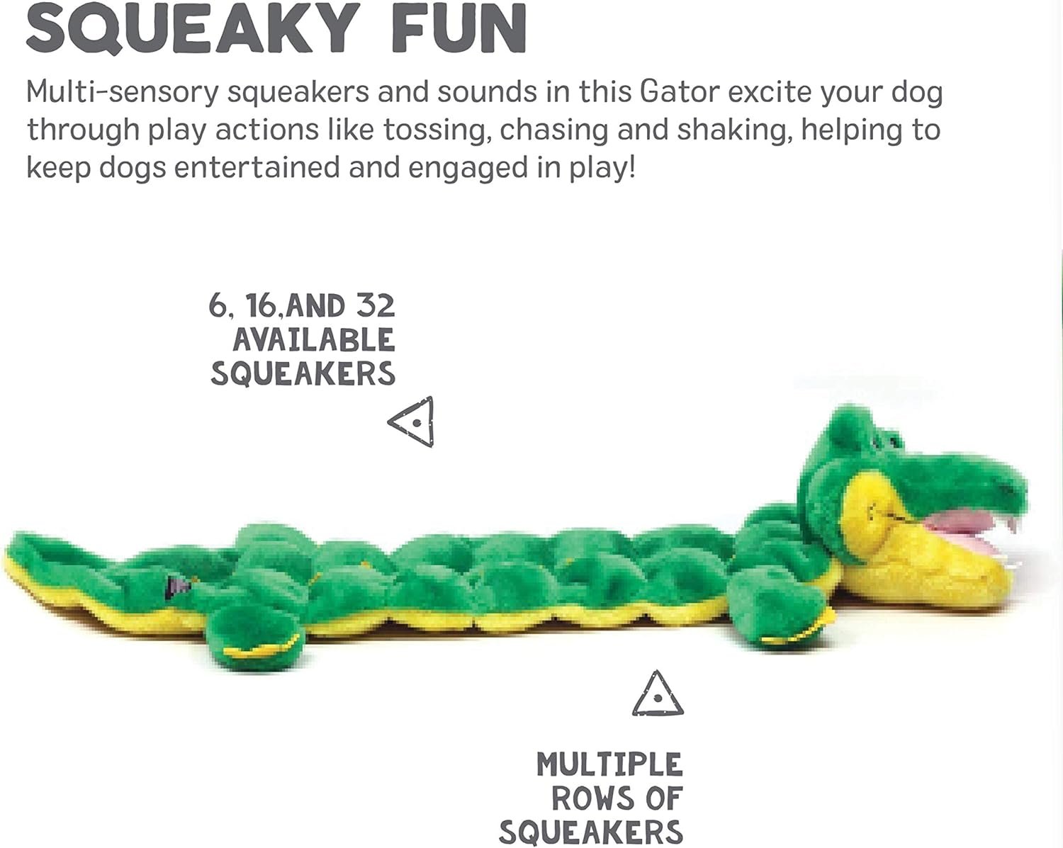 Outward Hound Squeaker Matz Plush Gator Dog Toy, XXL - Image 3