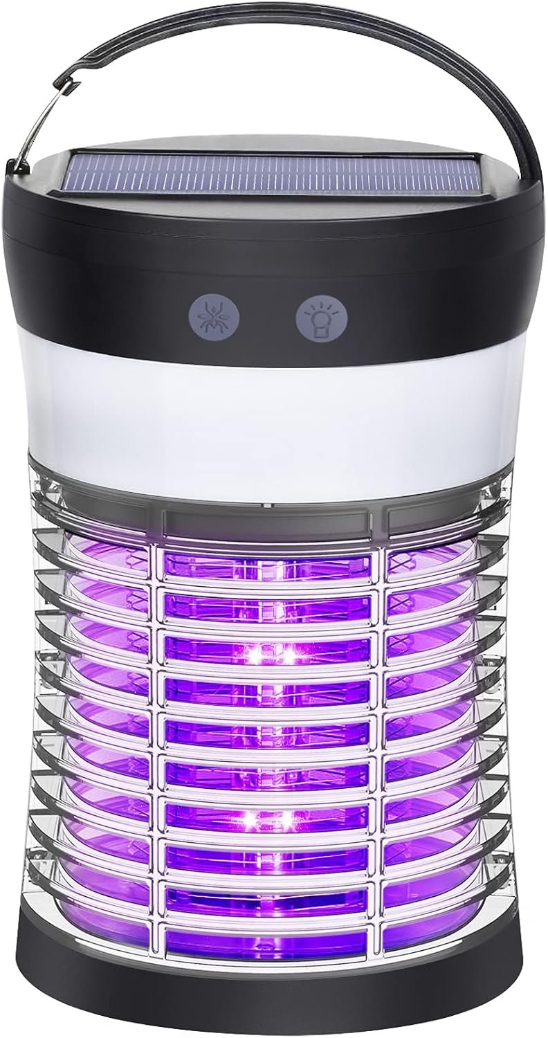 Bug Zapper, Electric Solar Mosquito Killer for Indoor & Outdoor, 3000V High Powered Pest Control Waterproof UV Mosquito Zapper,Rechargeable Insect Fly Trap for Home,Kitchen,Patio, Backyard,Camping - Image 2
