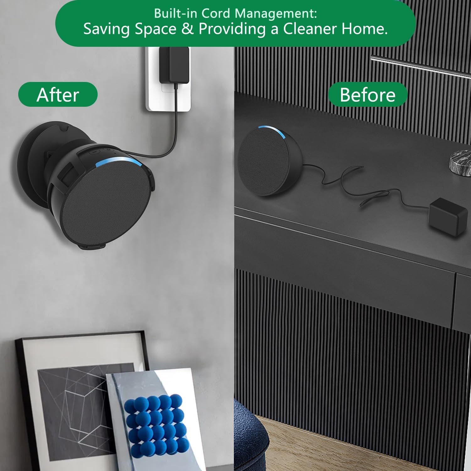 Echo Pop Stand, Wall Mount Holder for Echo Pop with Cable Management Shelf for Space-Saving and Easy Access - Perfect Bracket Shelf Accessories for Echo Pop Smart Speaker - Image 9