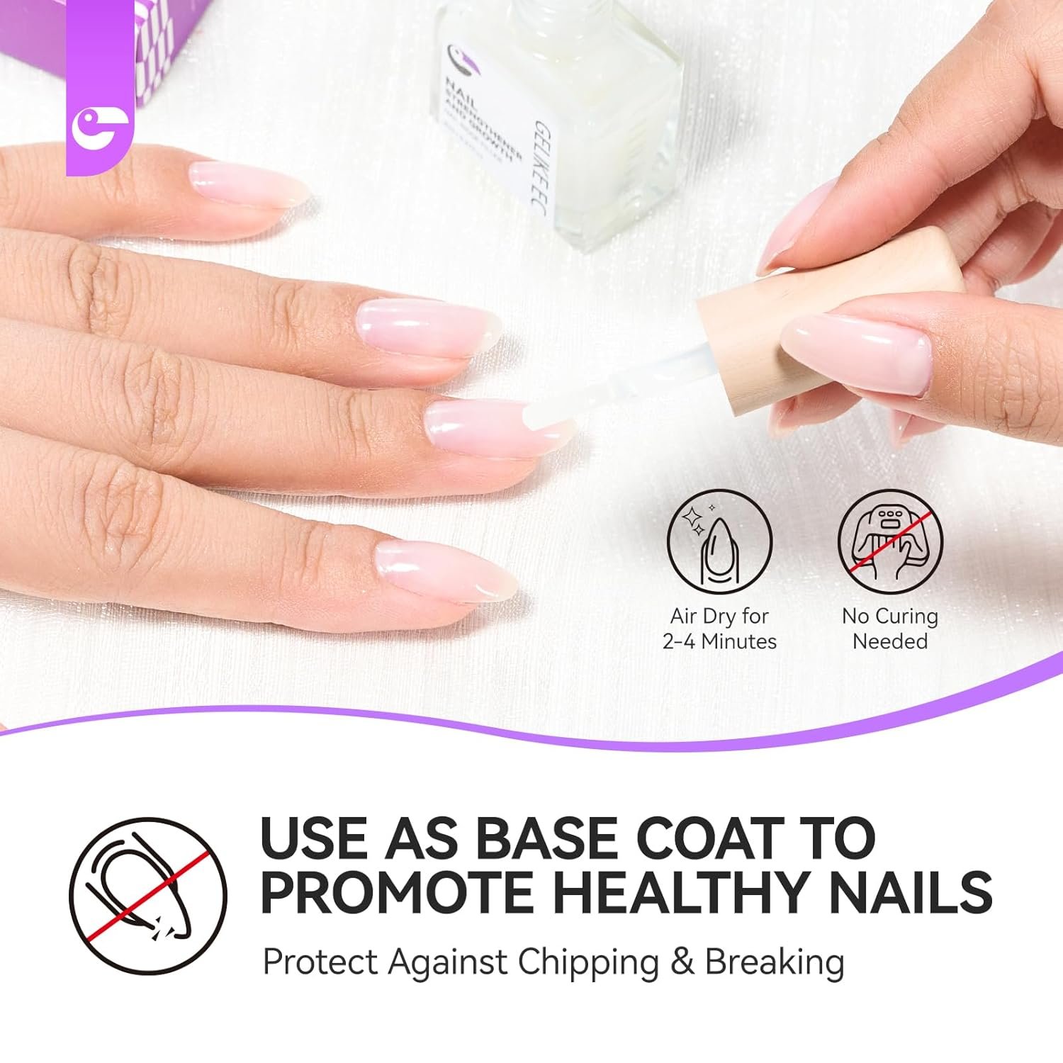 Gelike EC Nail Ridge Filler: Natural Nail Growth Treatment for Weak and Damaged Nails, Protein Nail Hardener for Home Salon Work, Light Milky Wihte - Image 8