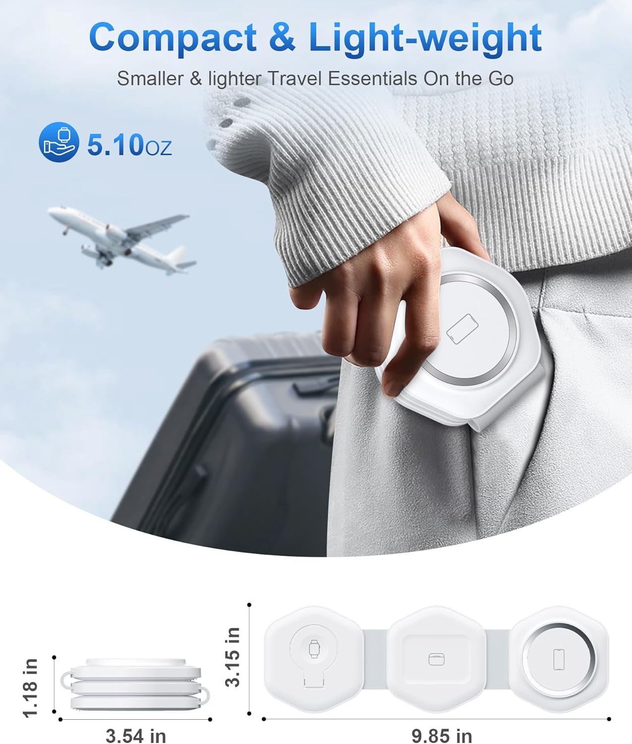 3 in 1 Charging Station for Apple Devices - Foldable Magnetic Wireless Travel Charger Multiple Devices - Travel Charging Pad for MagSafe iPhone 16 15 14 13 12 Pro Max Plus Apple Watch & AirPod - Image 3