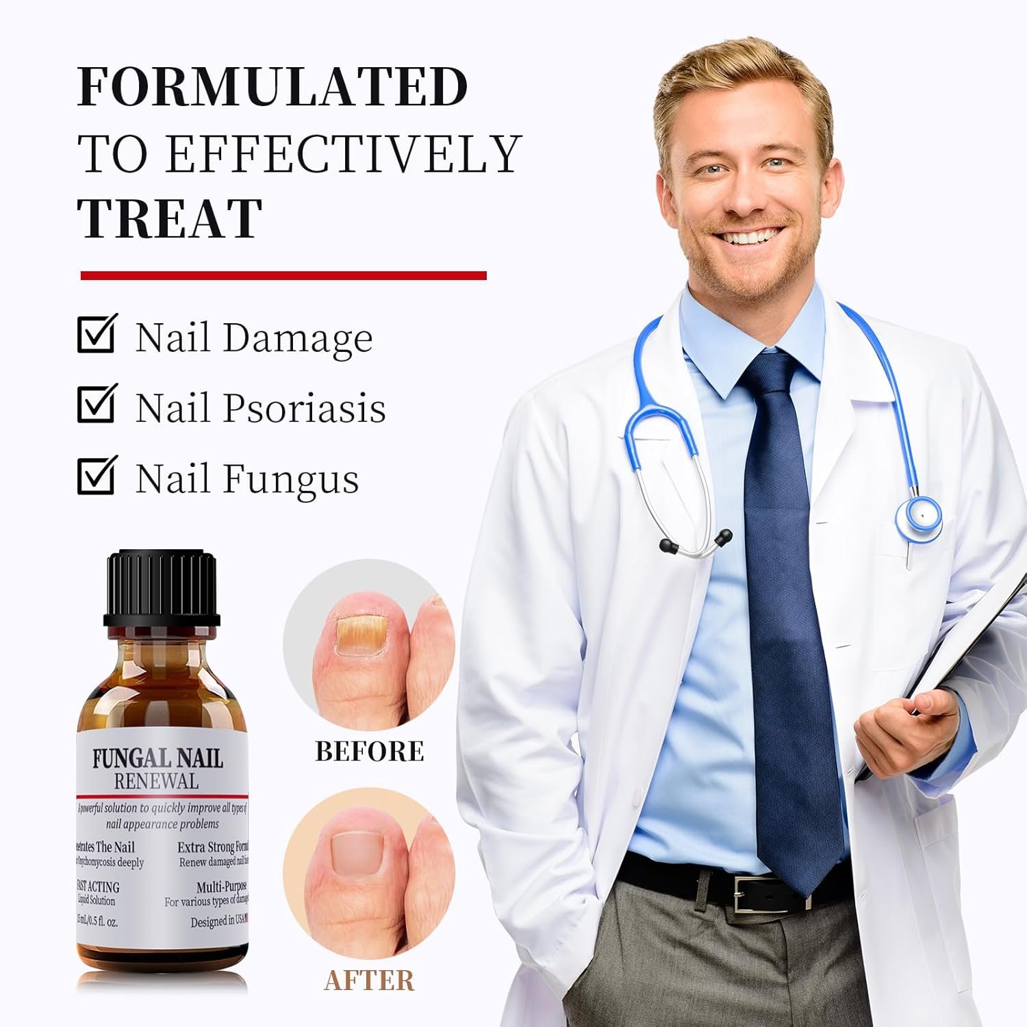 Extra Strength Toenail Fungus Treatment For Toenail Or Fingernail, Fast Acting Nail Repair Liquid for Damaged & Discoloration Nail with Nail File-d8 - Image 3