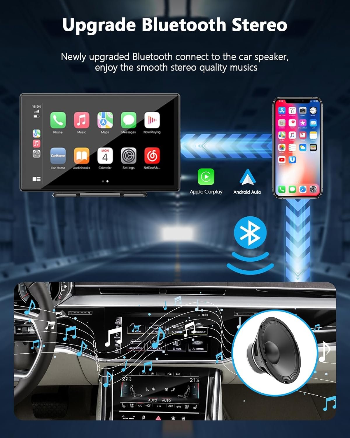 9-Inch Wireless Car Stereo with Carplay, Backup Camera, GPS Navigation, Android Auto - by LAMTTO - Image 3
