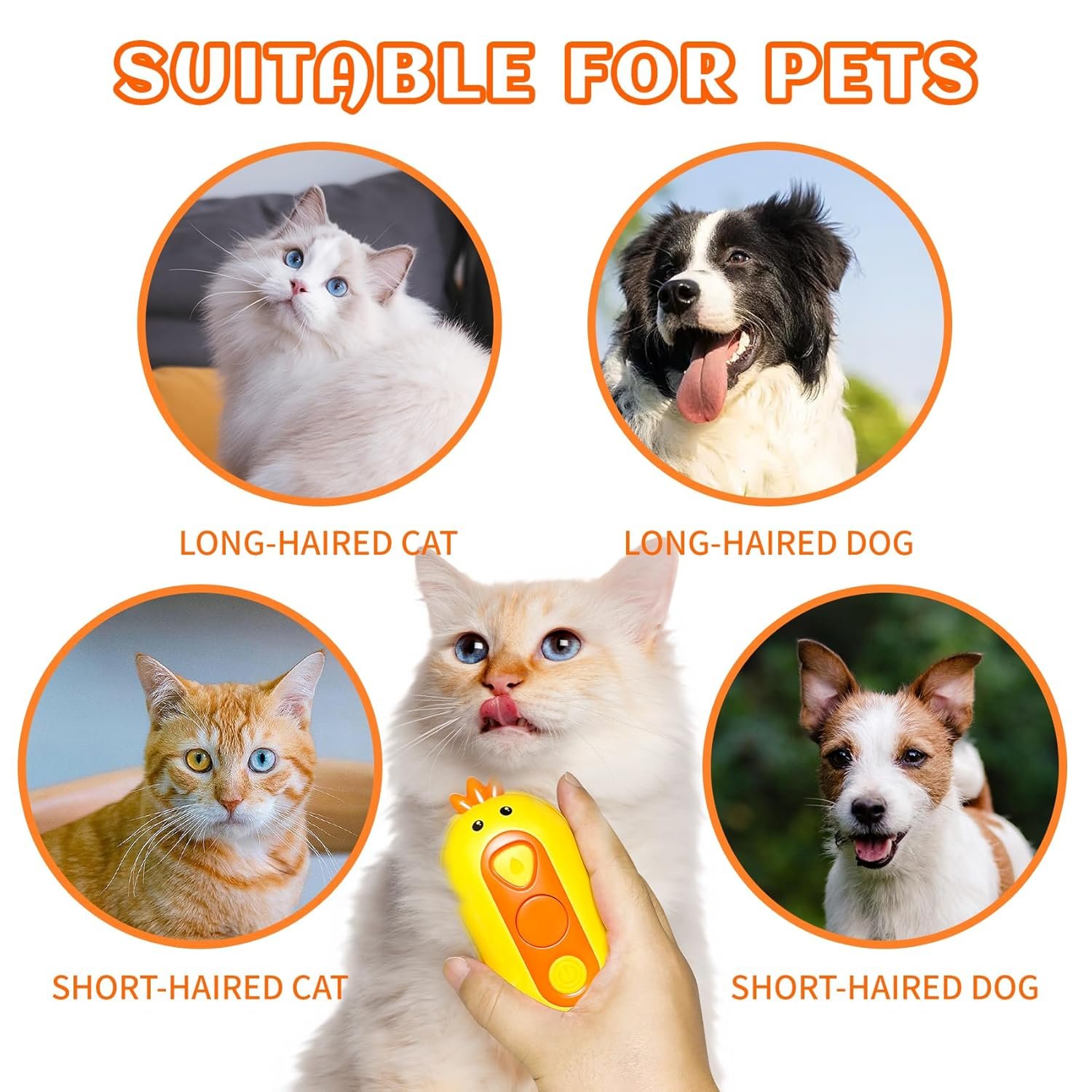 Spray Cat Brush for Shedding - Pet Hair Removal Comb with Water Tank and Release Button, Cat/Dog Steam Brush, Cat Bath Brush, Pet Steam Brush, Cat Brush with Water (yellow01) - Image 4