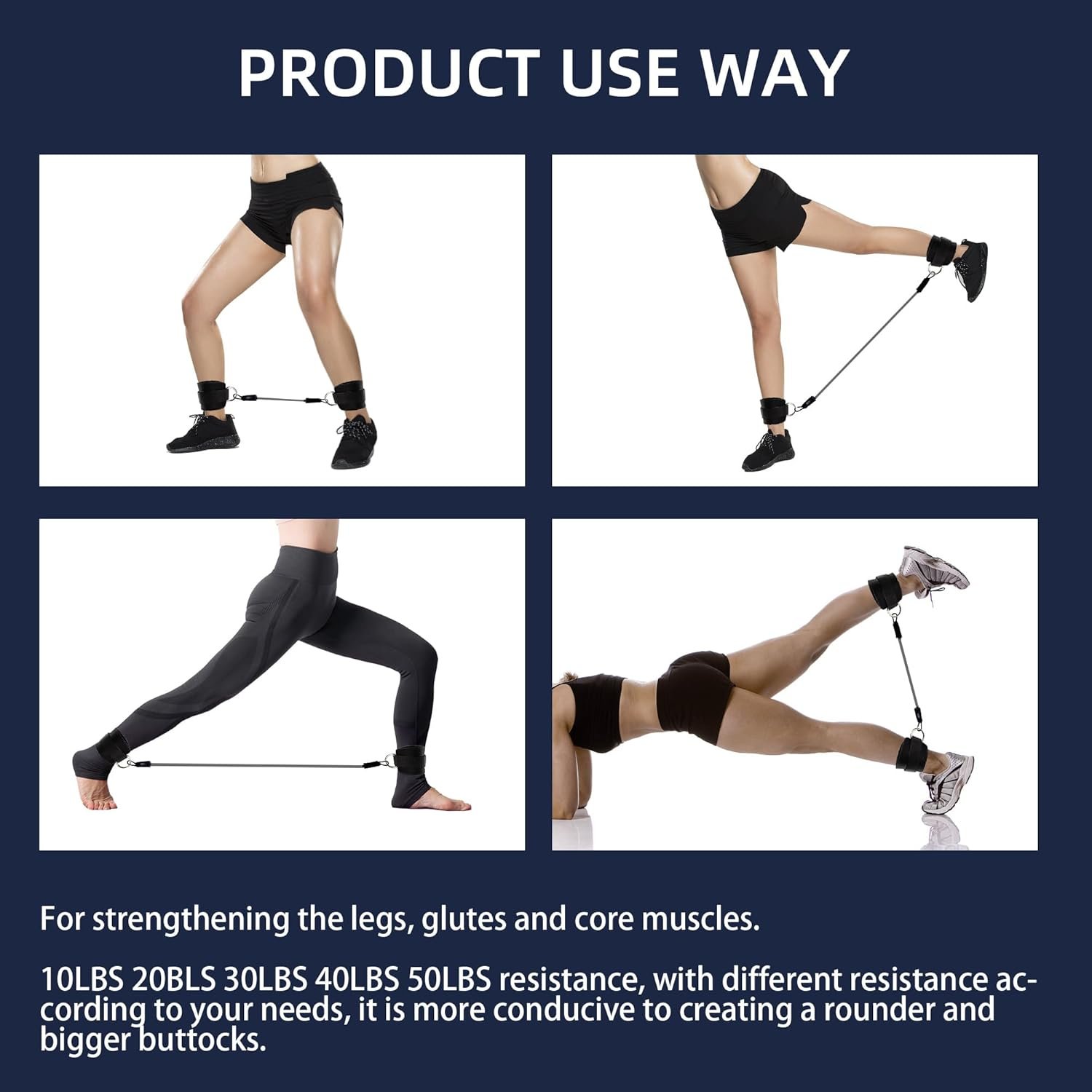 Ankle Resistance Bands with Cuffs,Versatile Ankle Resistance Band for Working Out,Ankle Bands for Working Out - Image 7