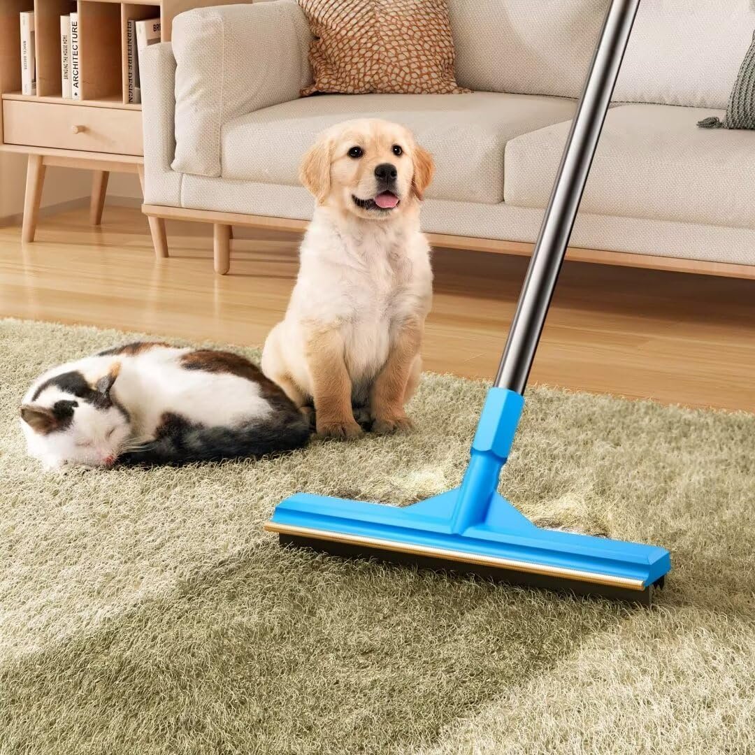 Carpet Rake for Pet Hair Removal, Reusable Cat Hair Remover with 58” Adjustable Long Handle, Dog Hair Carpet Scraper for Furnitures, Mats, Pet Hair Removal Tool and Dog Hair Remover for Couch - Image 2