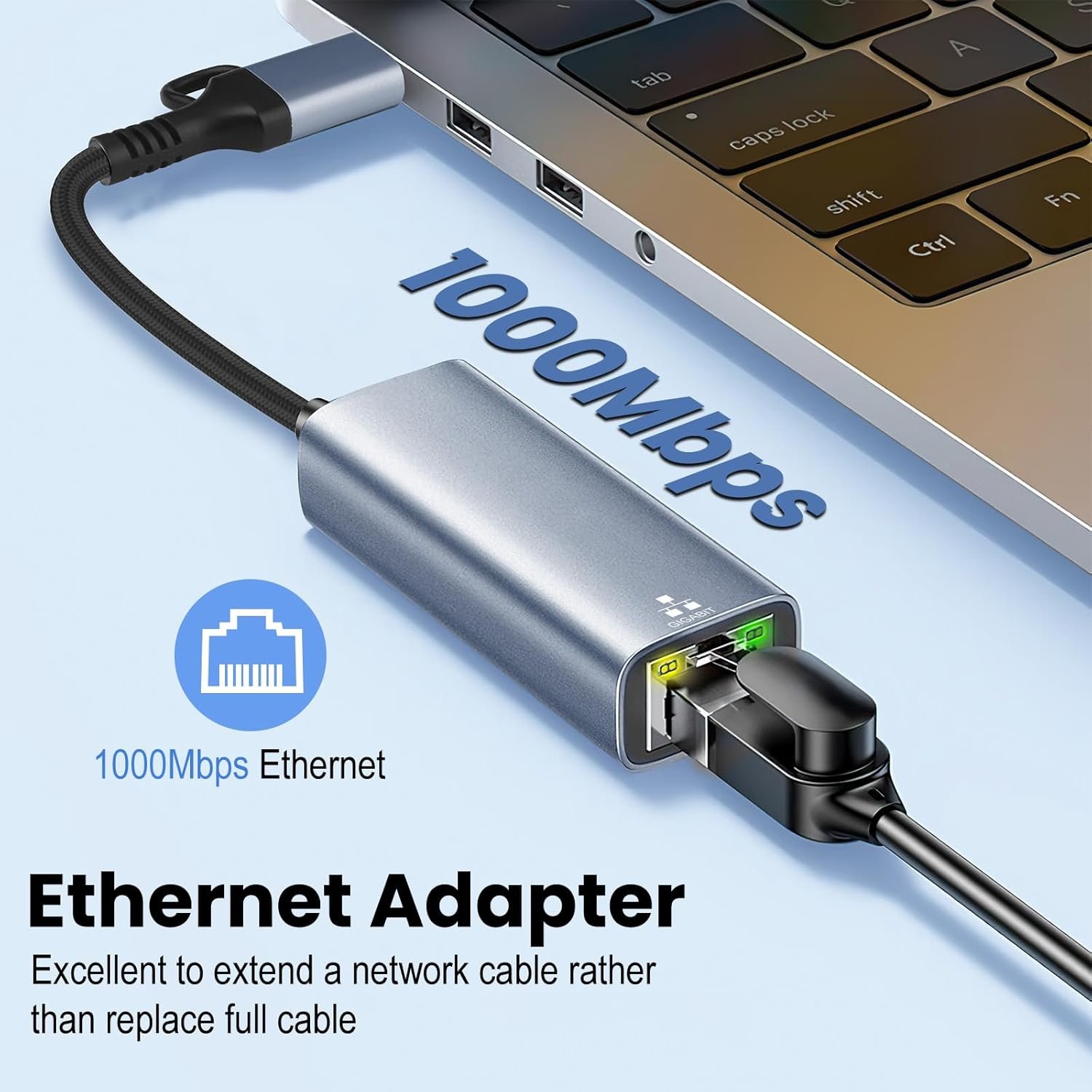 USB 3.0 to Ethernet Adapter with USB C to RJ45 Gigabit LAN 1000 Mbps Wired Network, Ethernet to USB Type-C 10/100/1000Mbps Network Adapter for Windows XP, MAC OS, Linux, Vista 7 8 10 11 More - Image 3