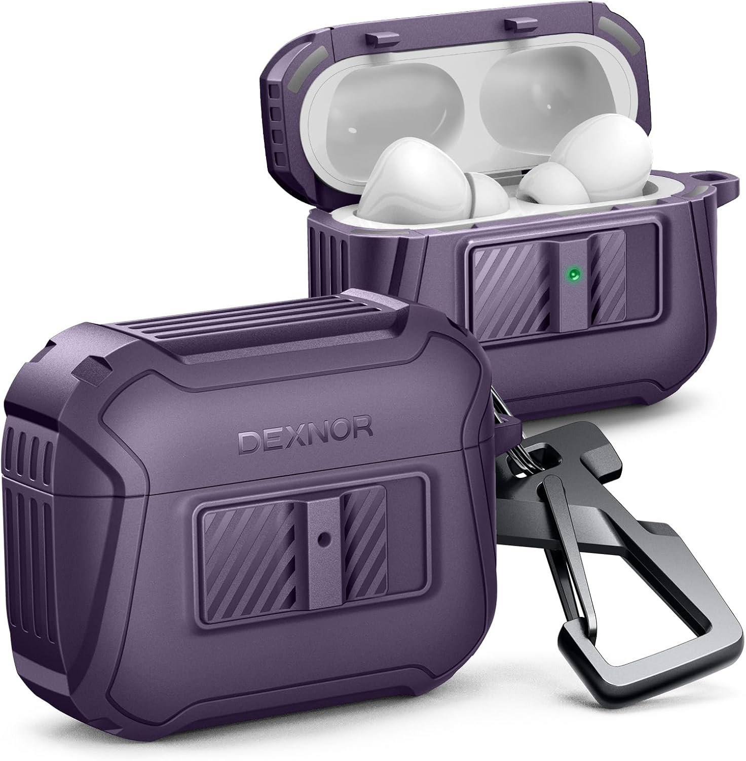 Dexnor Magnetic Case for AirPods Pro 2nd/1st Generation (2023/2022/2019), Compatible with MagSafe, Drop-Proof Lock Full-Body Shockproof Hard Protective Cover Rugged Bumper Cases Purple - Image 2