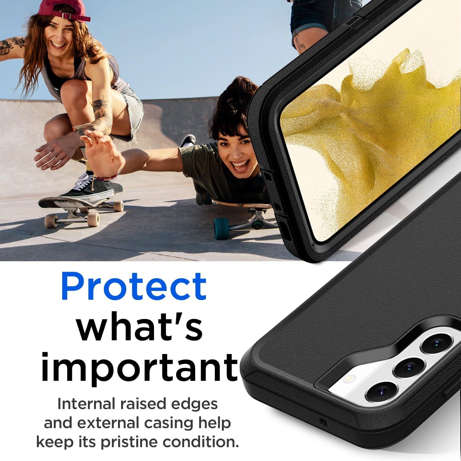 AICase for Samsung Galaxy S22 Case with Screen Protector,Heavy Duty Drop Protection Full Body Rugged Shockproof/Dust Proof Military Protective Tough Durable Phone Cover for Samsung S22 6.1“_5 - Image 4