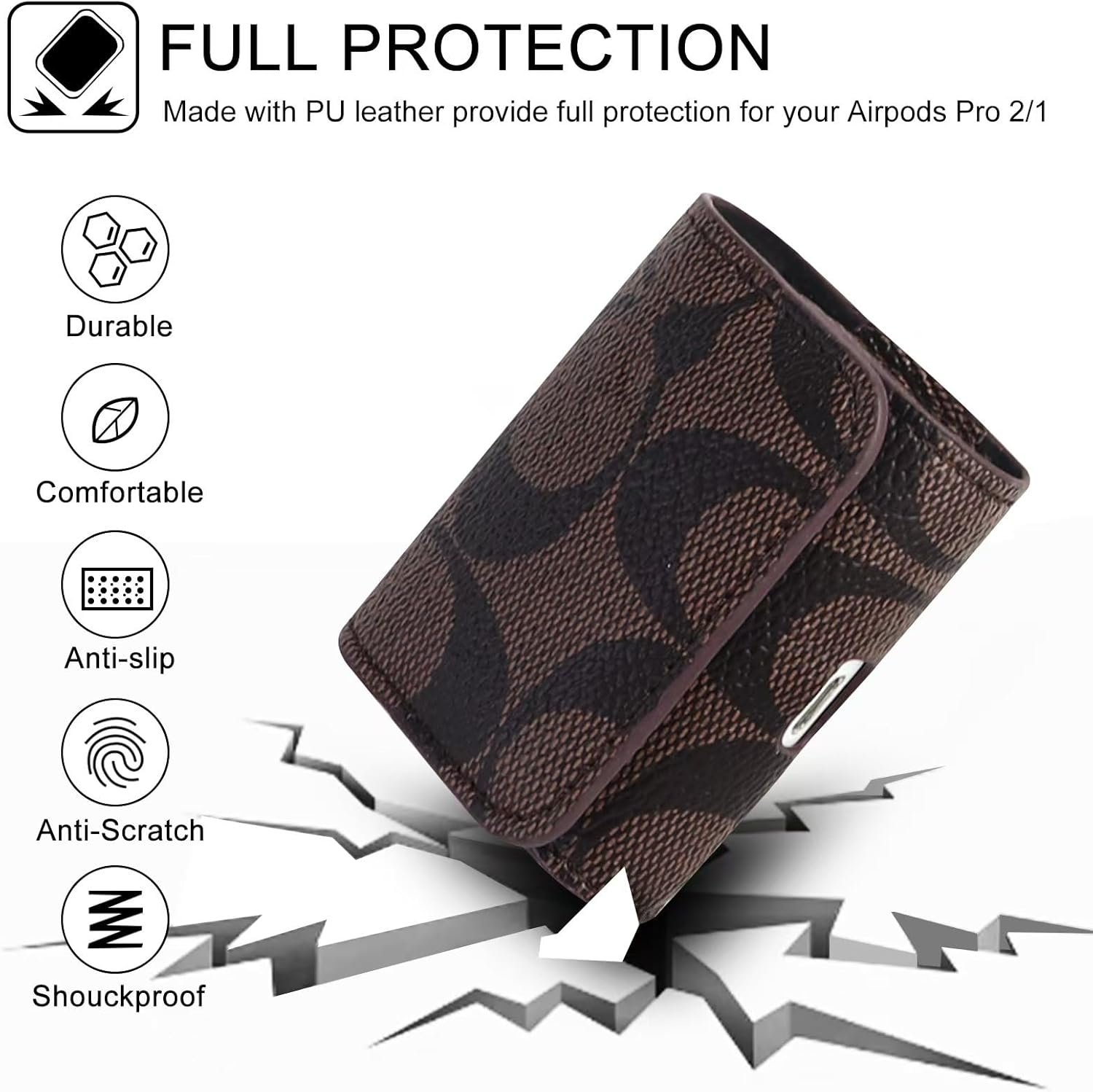 for AirPods Pro 2nd/1st Generation Case Cover, Newest Leather Full Body Shockproof Hard Shell Protective Cover for AirPods Pro 2/Pro Case for Women Men (B) - Image 5