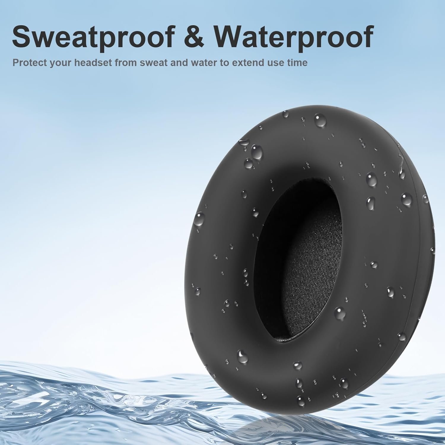 Silicone Case Compatible with Beats Studio Pro Anti-Scratch Silicone Ear Pad Cover Sweatproof & Washable Protective Silicone Case Shell Compatible with Beats Studio Pro Ear Pads- Black - Image 4