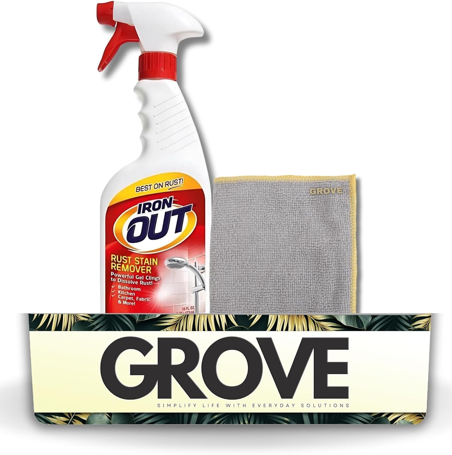 GROVE Rust Remover Spray 16 oz Bundle with Microfiber Cloth - Rust Stain Remover - Hard Water Toilet Stain Cleaner - Dissolves Rust on Tubs, Sinks, and Showers - (2 Items) - Image 2