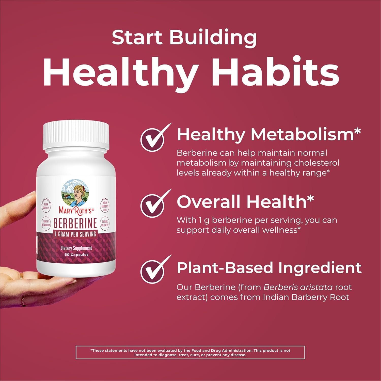 Berberine Supplement by MaryRuth's | Berberine 1000 mg Per Serving | 1 g Berberine | Healthy Metabolism with Diet and Exercise | Overall Health | Vegan Capsules | 30 Serving - Image 6