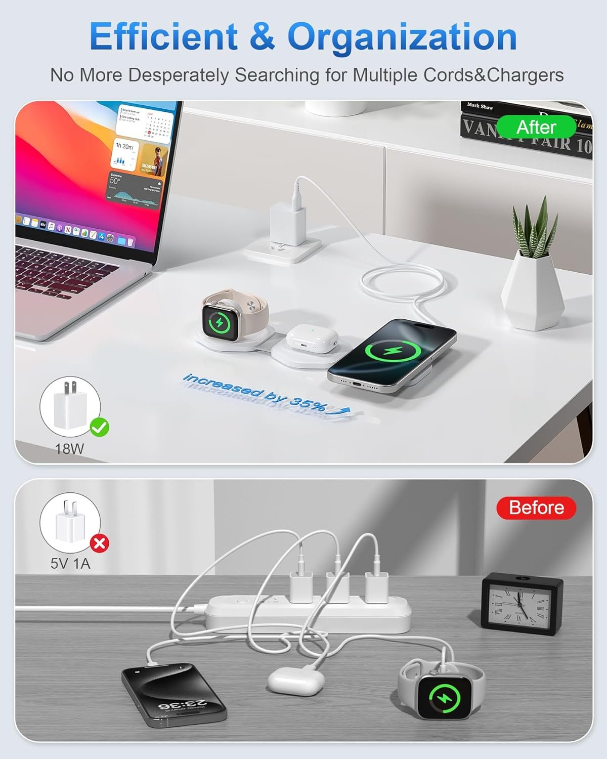 3 in 1 Charging Station for Apple Devices - Foldable Magnetic Wireless Travel Charger Multiple Devices - Travel Charging Pad for MagSafe iPhone 16 15 14 13 12 Pro Max Plus Apple Watch & AirPod - Image 6