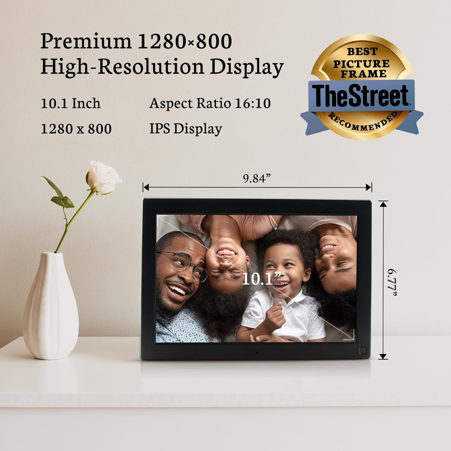 BSIMB 10.1 Inch Digital Picture Frame, WiFi Digital Photo Frame Touchscreen 1280x800 HD 32GB Electronic Picture Frame, Auto-Rotate, Wall Mountable, Share Photos via App/Email, Gift for Women - Image 4