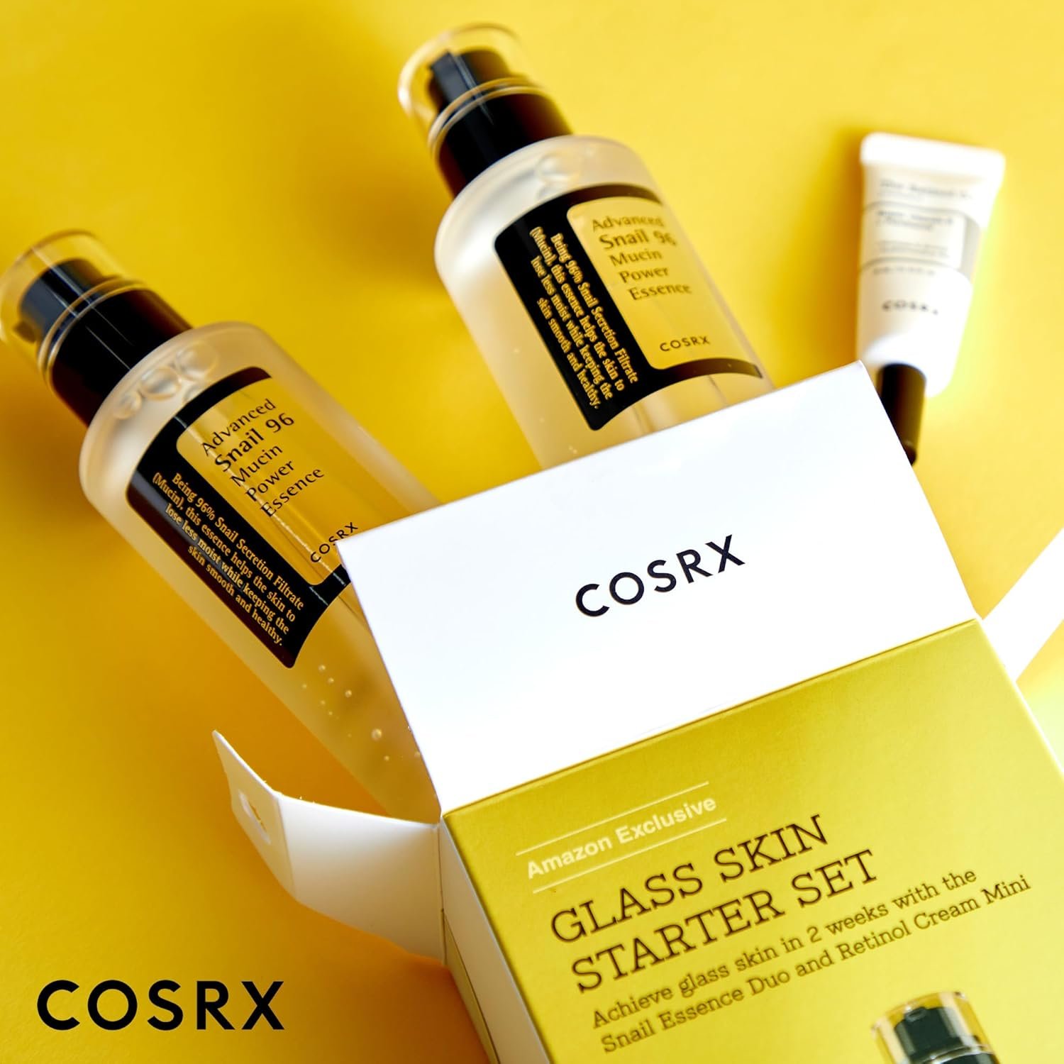 COSRX Glass Skin Starter Set, Amazon Exclusive, Advanced Snail 96% Mucin Power Essence & Retinol 0.1% Cream Mini Sample, Daily Hydrating & Firming Korean Skin Care Kit, Gift Set - Image 7