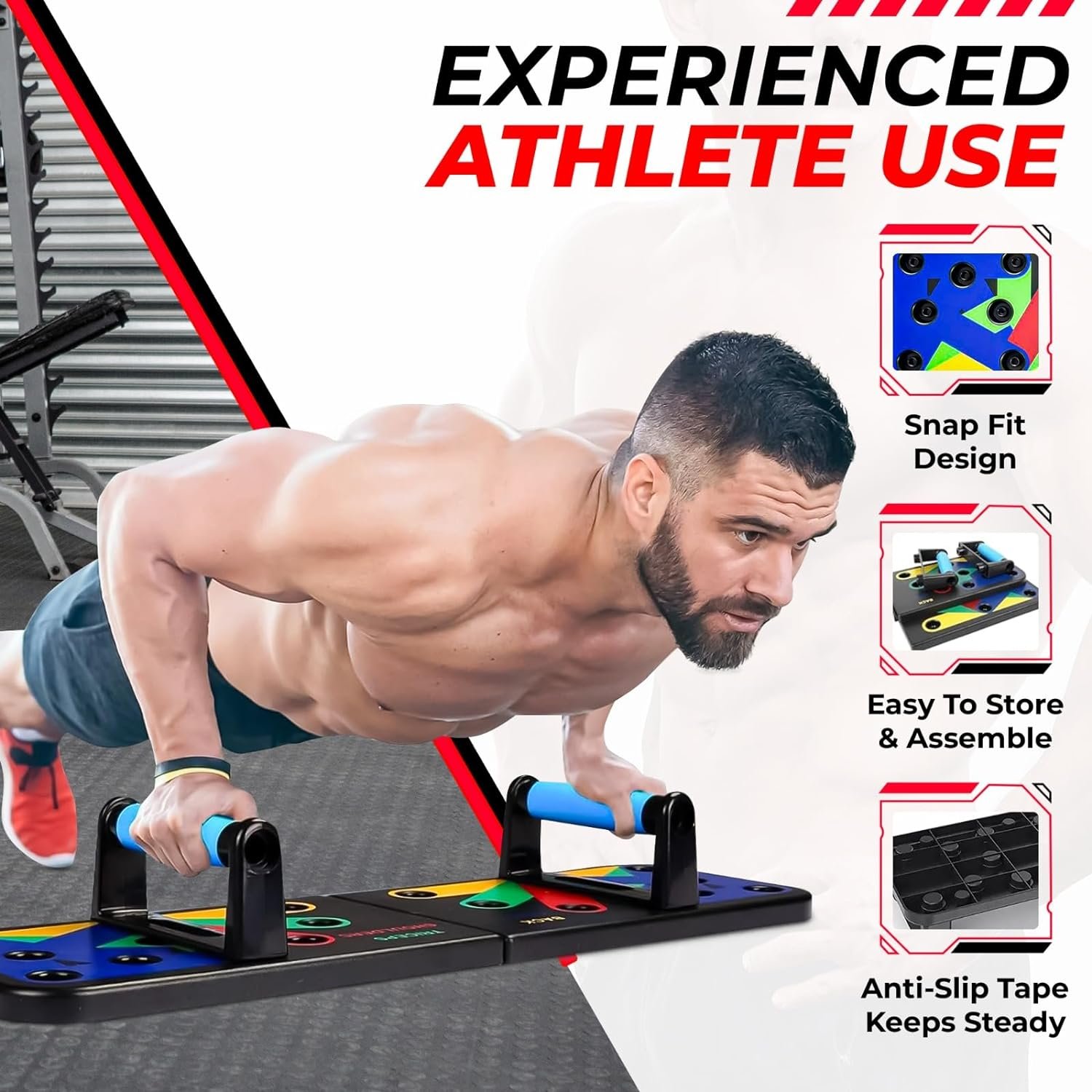 Push Up Board Gym Equipment for Home | Multifunctional Push Up Bar 5 in 1 Pushup Board For Muscle Exercise | Push Up Handles For Floor Chest Work Out | Perfect Foldable Push Up Board For Men And Women - Image 7