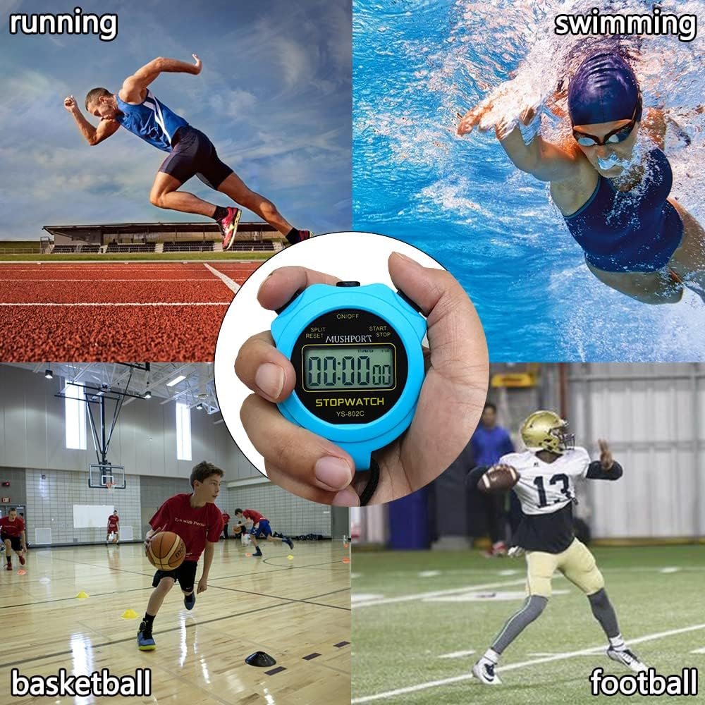Stopwatch Timer Only Stopwatch Mode, ON/Off Silent No-Clock No-Date No-Countdown Simple Operation, Digital Stop Watch for Sports Kids Coaches Swimming Running, Blue - Image 8